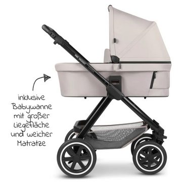 ABC Design Kombi-Kinderwagen Samba - 3in1 -Set - Powder, Kinderwagen Buggy mit Babywanne, Babyschale, Sportsitz, Regenschutz