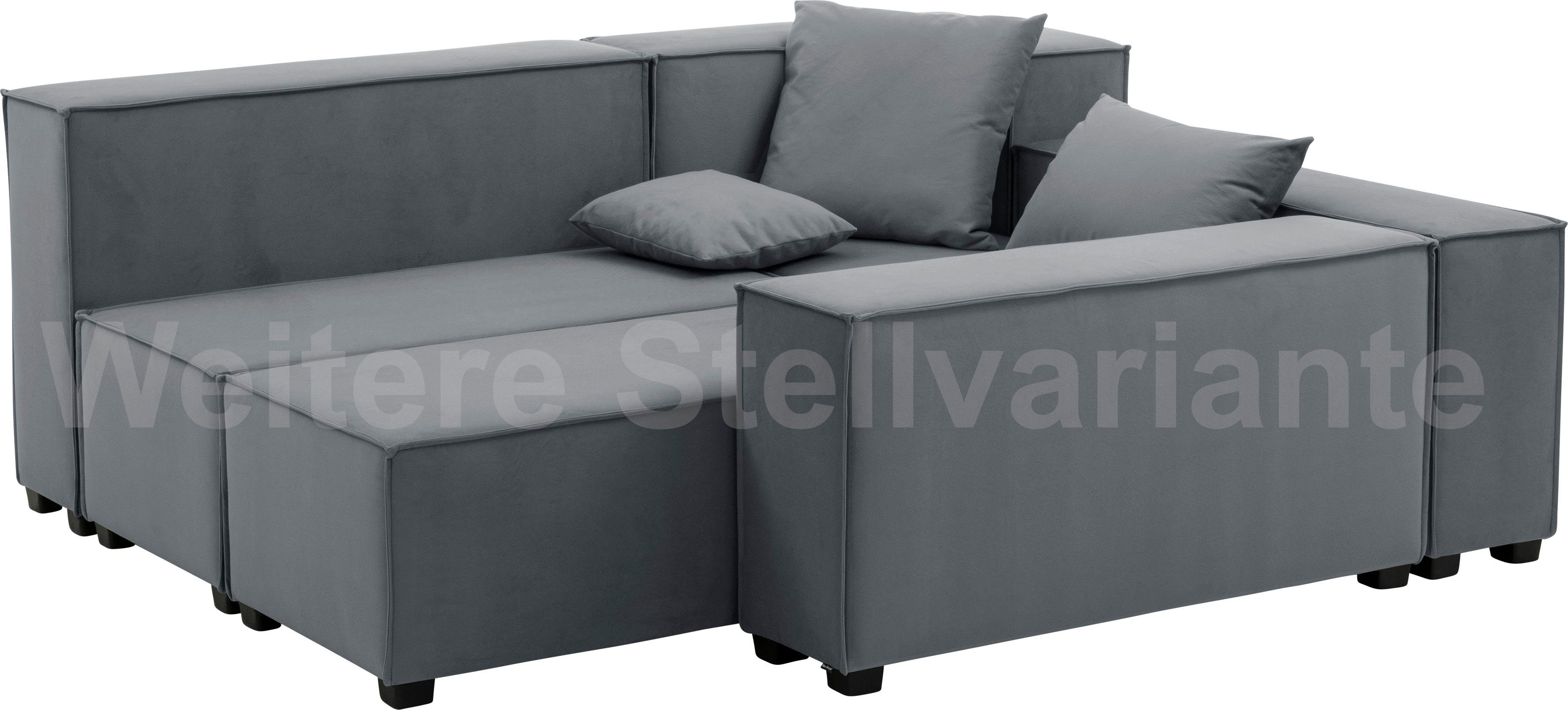 Sofa-Set aus Wohnlandschaft grau 8 Zierkissen, Max Winzer® inklusive 3 MOVE, Set, Sitz-Elementen, 06 kombinierbar