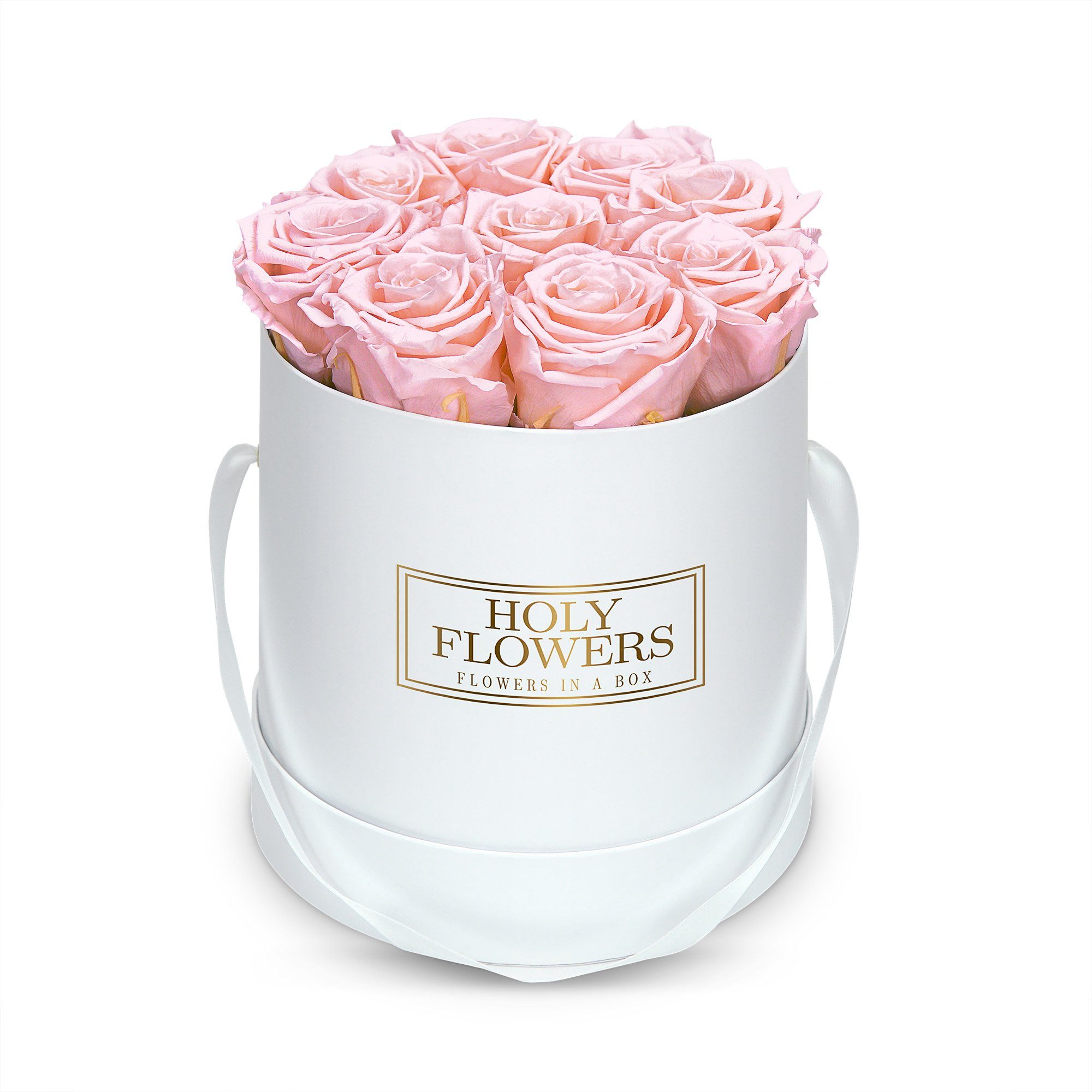 Kunstblume Runde Rosenbox in weiß mit 8- 12 Infinity Rosen I 3 Jahre haltbar  I Echte, duftende konservierte Blumen I by Raul Richter Infinity Rose, Holy  Flowers, Höhe 15 cm