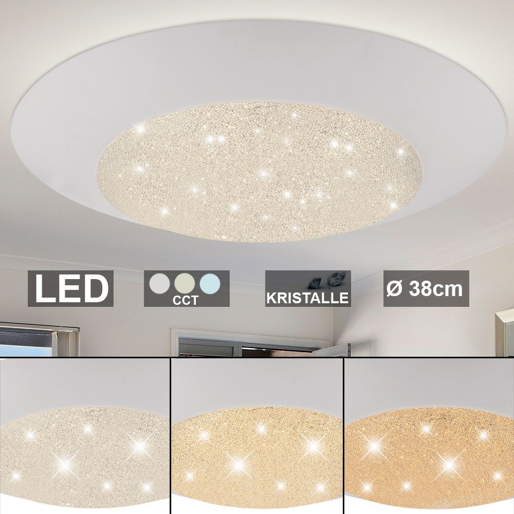 LED verbaut, Deckenleuchte, LED Decken Kristall Neutralweiß, Design Wohn Zimmer Warmweiß, Beleuchtung fest Lampe LED-Leuchtmittel Glas Globo
