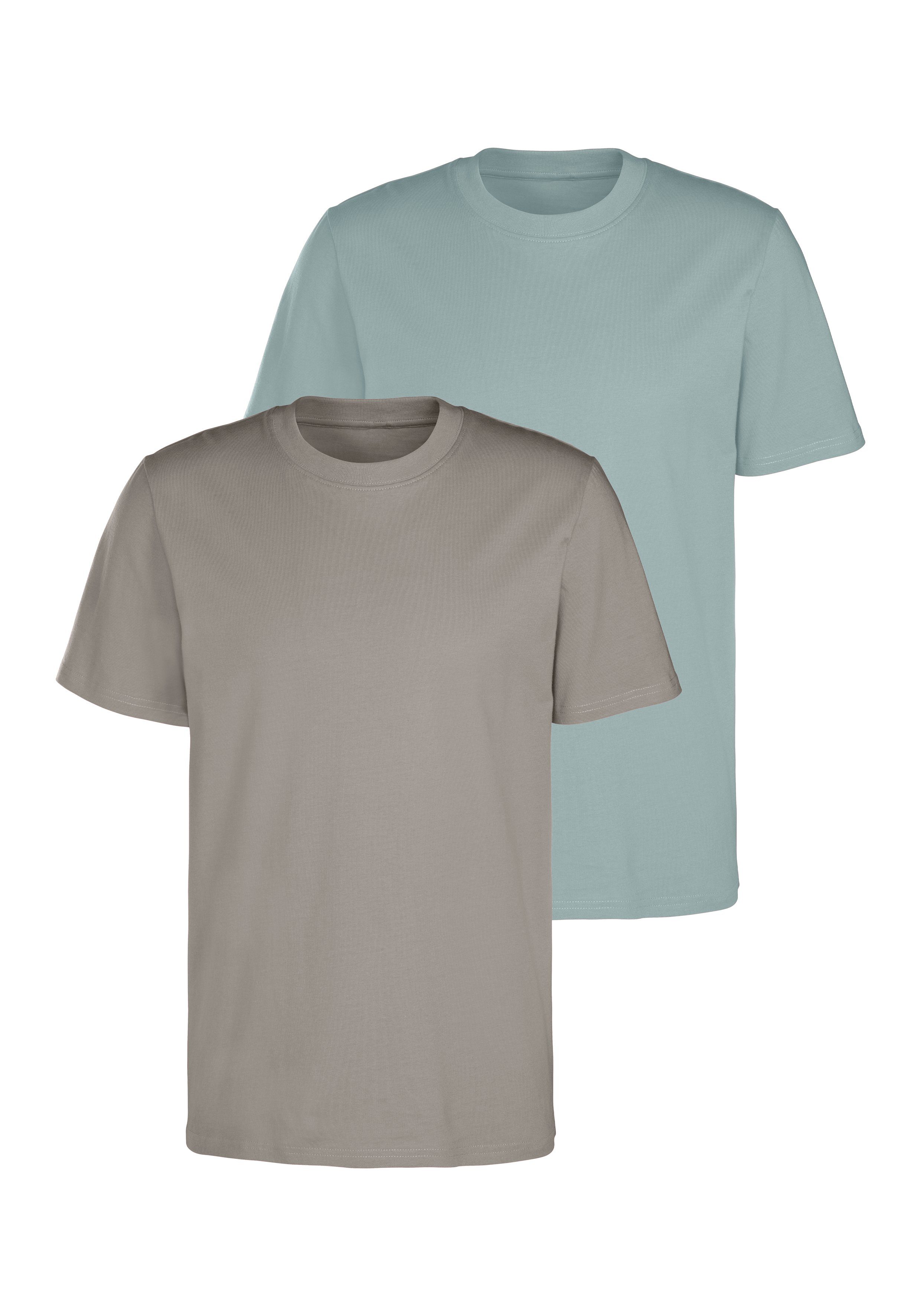 KangaROOS T-Shirt (2er-Pack) in klassischer stein / ein Form mint Must-Have