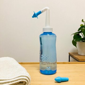 HatBee Nasensauger Nasendusche (0,5l) mit 2 Aufsätzen, Salzpäckchen, Anleitung und Aufbew, Packung