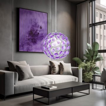 etc-shop LED Pendelleuchte, Leuchtmittel inklusive, Warmweiß, Farbwechsel, Kristall Decken Pendel Leuchte purple Wohn Zimmer Hänge