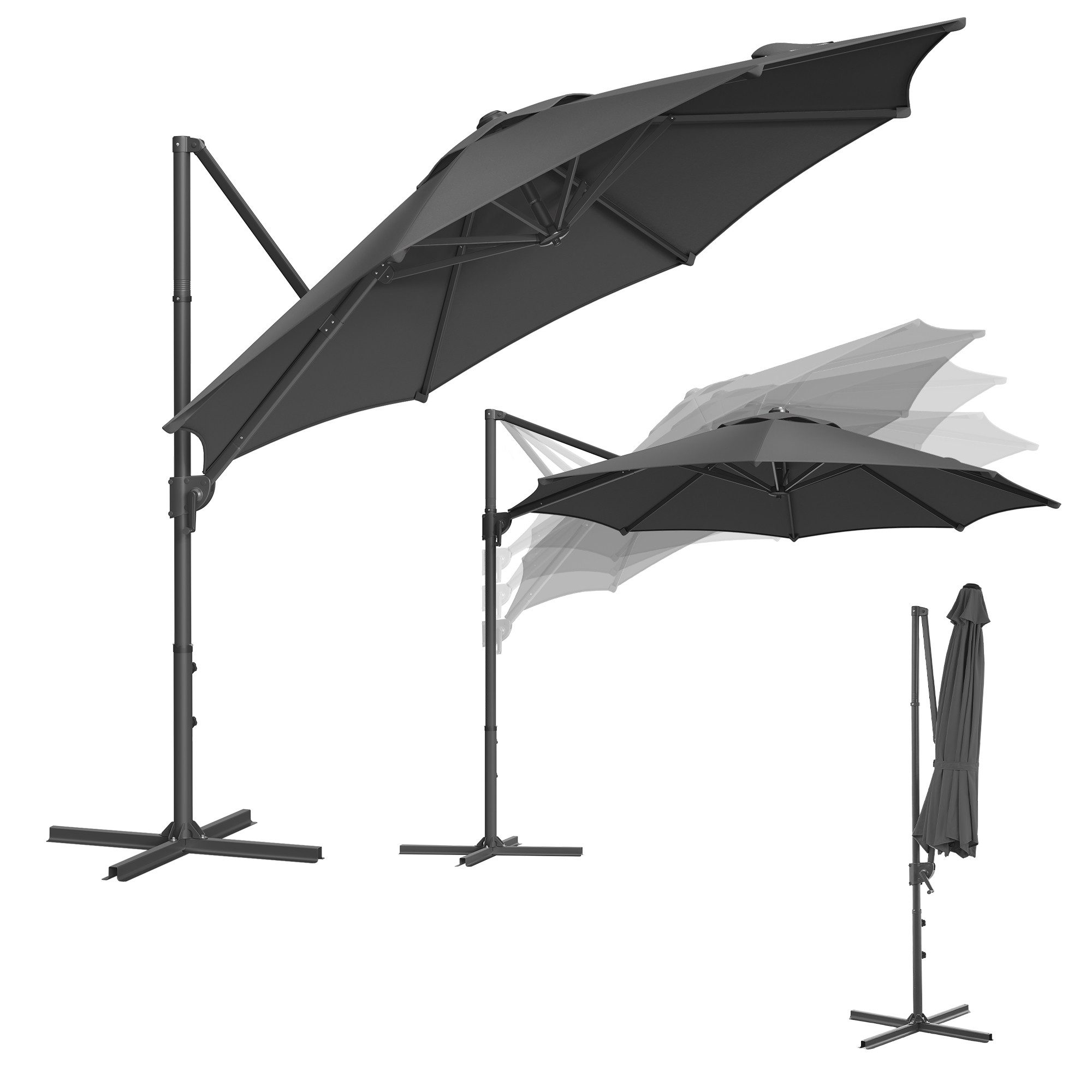 SONGMICS Sonnenschirm, Ampelschirm, ∅300cm, mit/ohne 28 günstig online kaufen