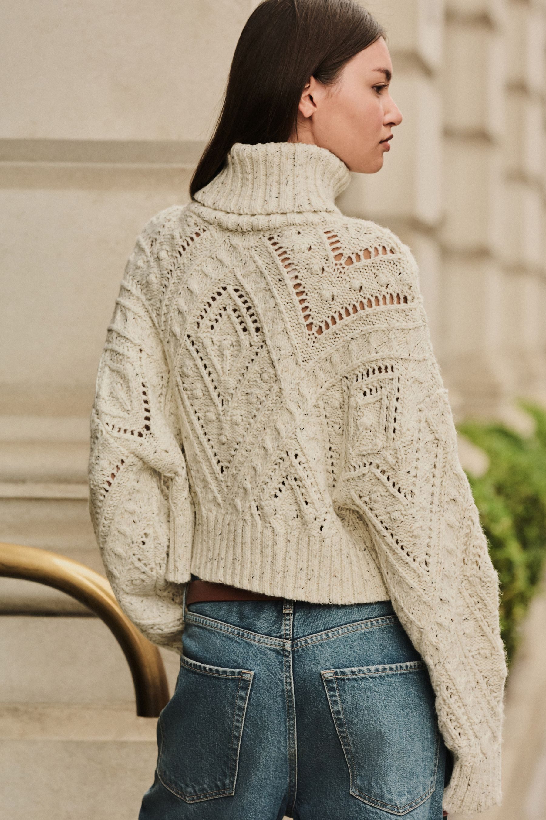 Next Strickpullover Noppiger Rollkragenpullover mit Zopfmuster (1-tlg) günstig online kaufen