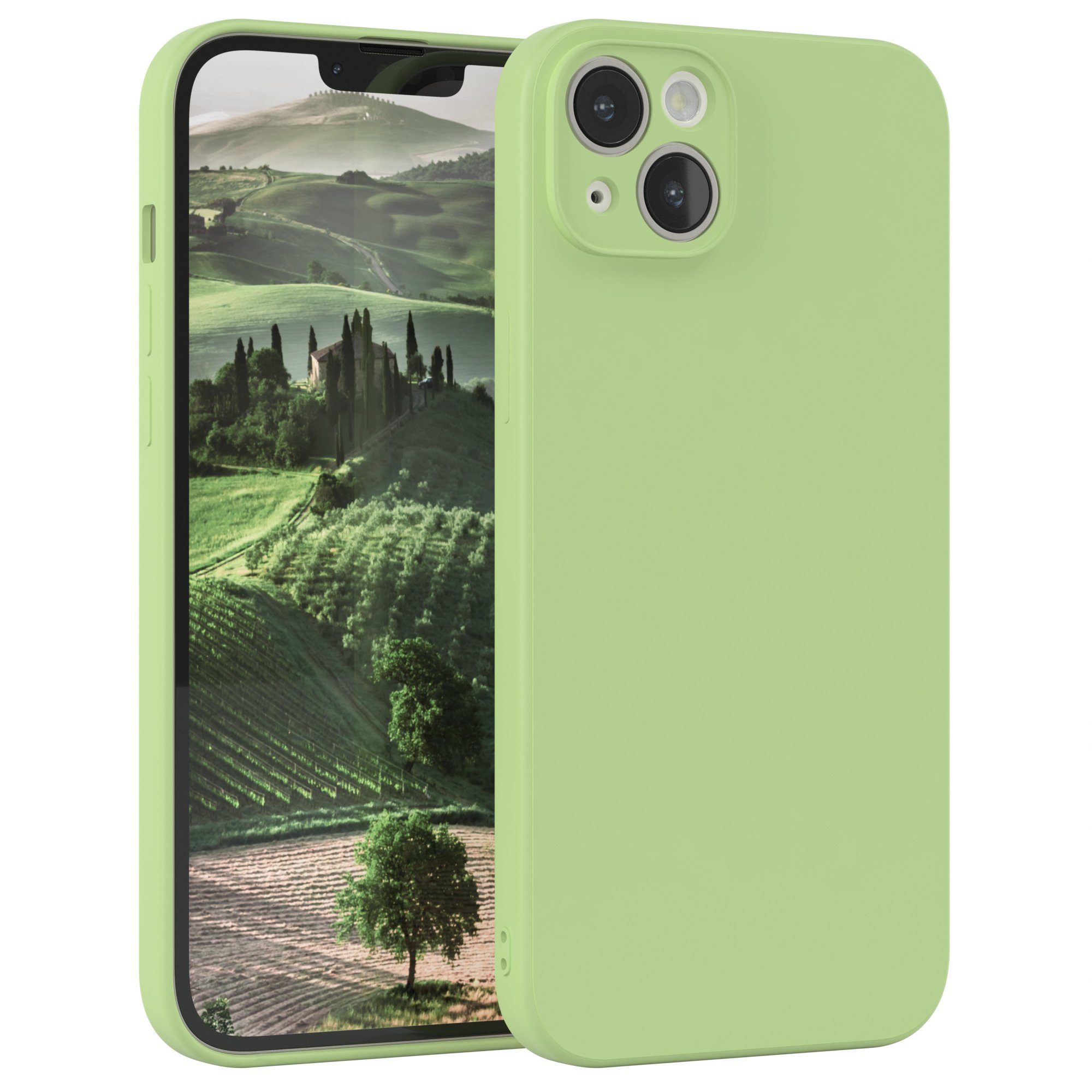 EAZY CASE Handyhülle TPU Hülle für Apple iPhone 14 Plus 6,7 Zoll, Smart Slimcover Matt Silikon Schutzhülle mit Kameraschutz tpu Grün