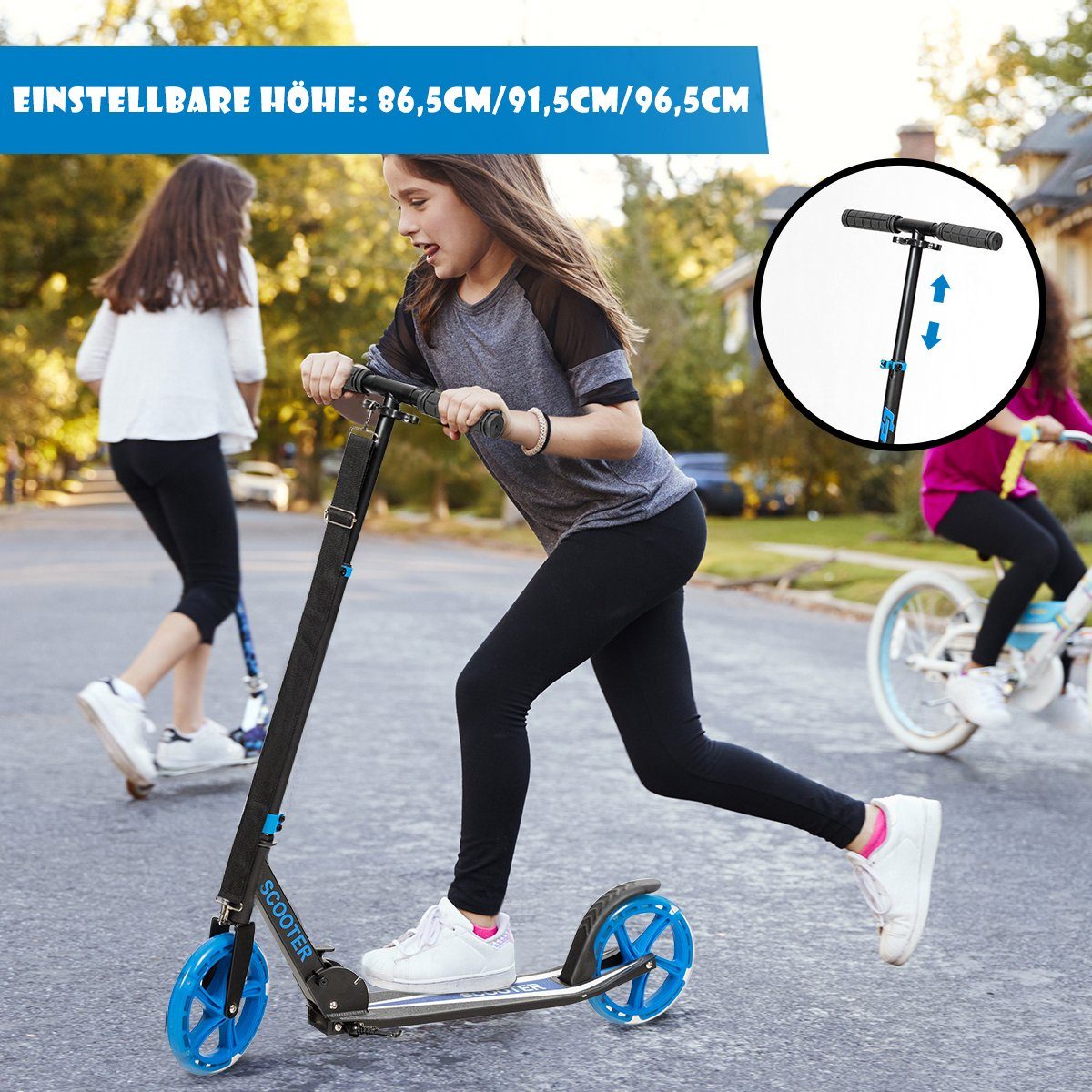 COSTWAY Cityroller Tretroller, mit 2 LED Rädern, klappbar