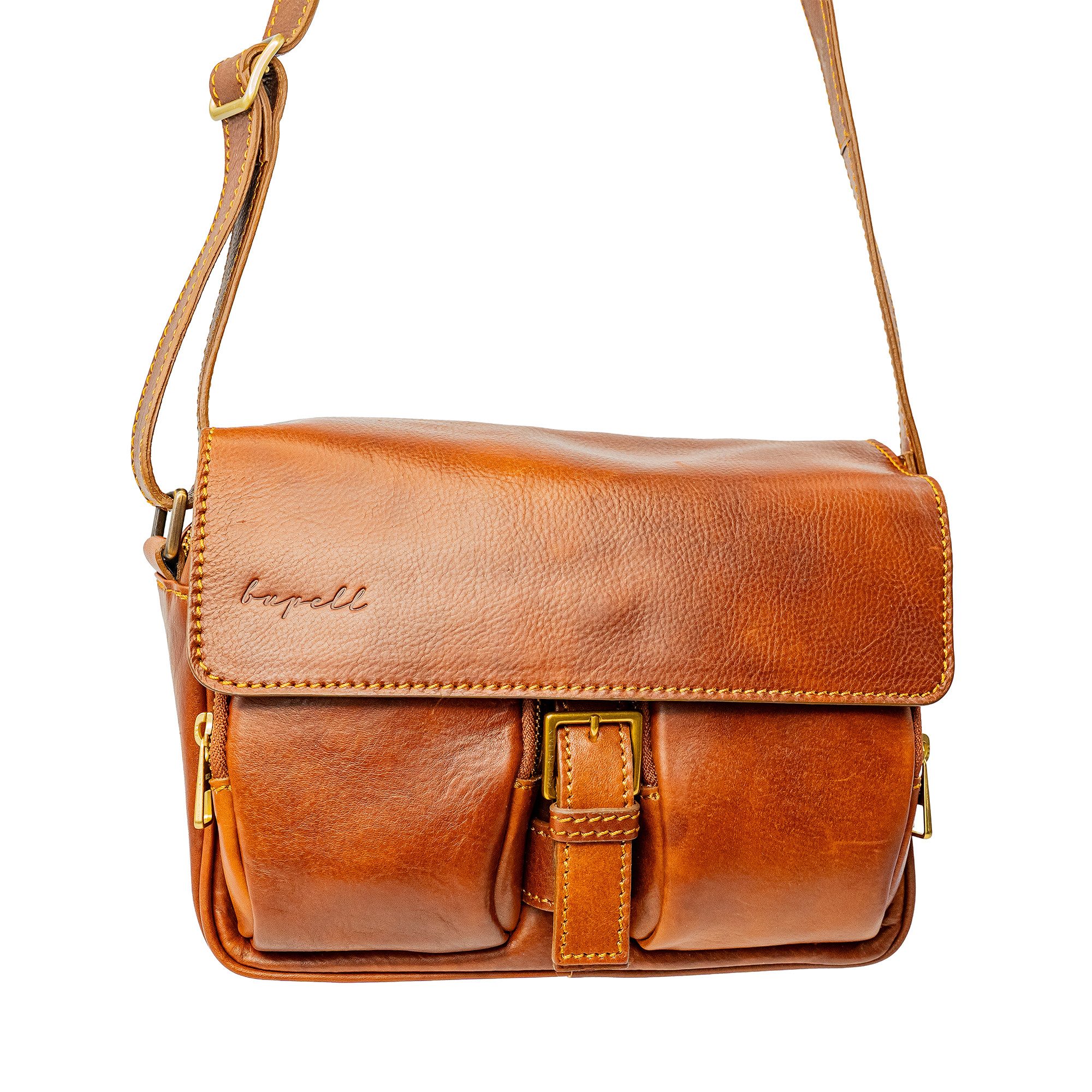 bupell Schultertasche Carlotta, Handtasche aus pflanzlich gegerbtem Leder