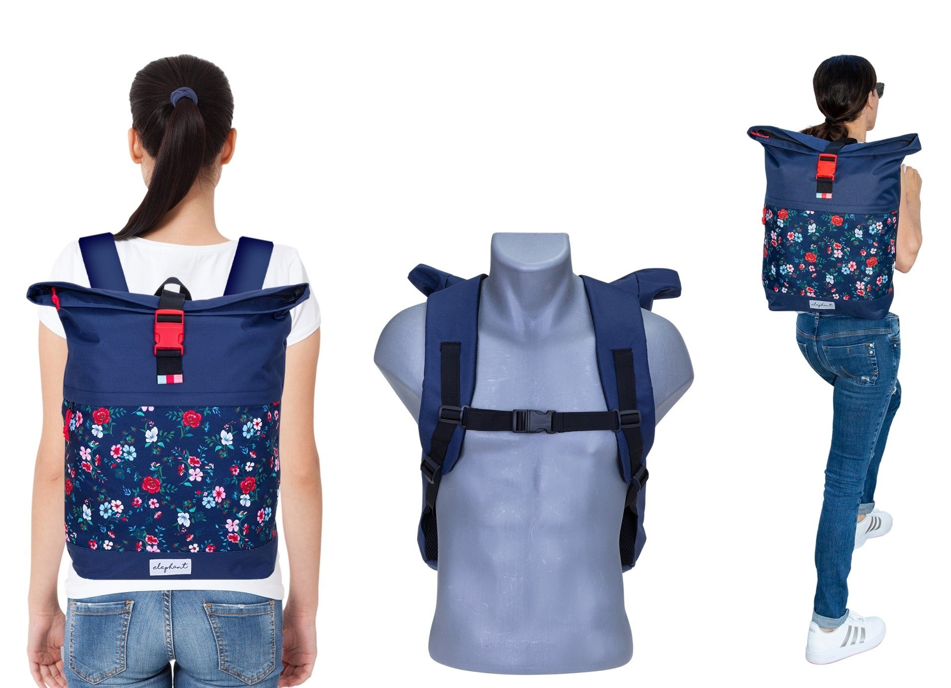 ELEPHANT Rucksack Damen Freizeitrucksack A4 groß 13038, Laptop Tasche Travel Geheimfach Daypack large + Trinkflasche