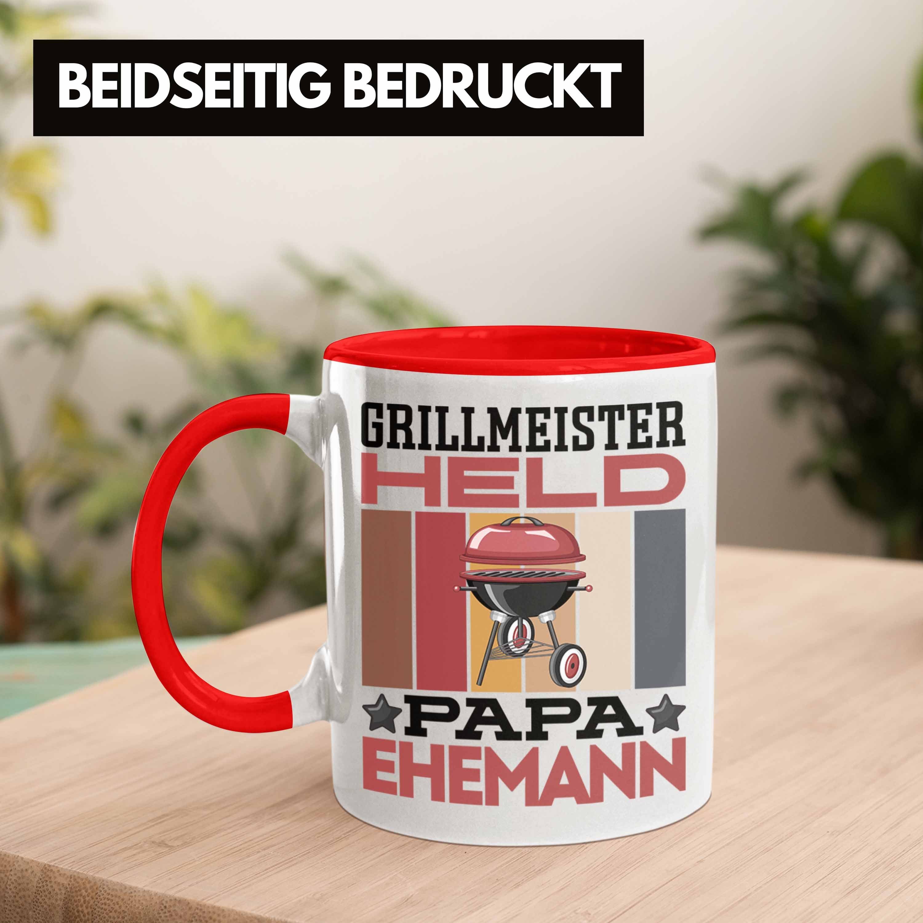 Trendation Tasse Papa Tasse Ehemann" "Grillmeister Geschenk Papa Held Rot Geschenkidee Vate