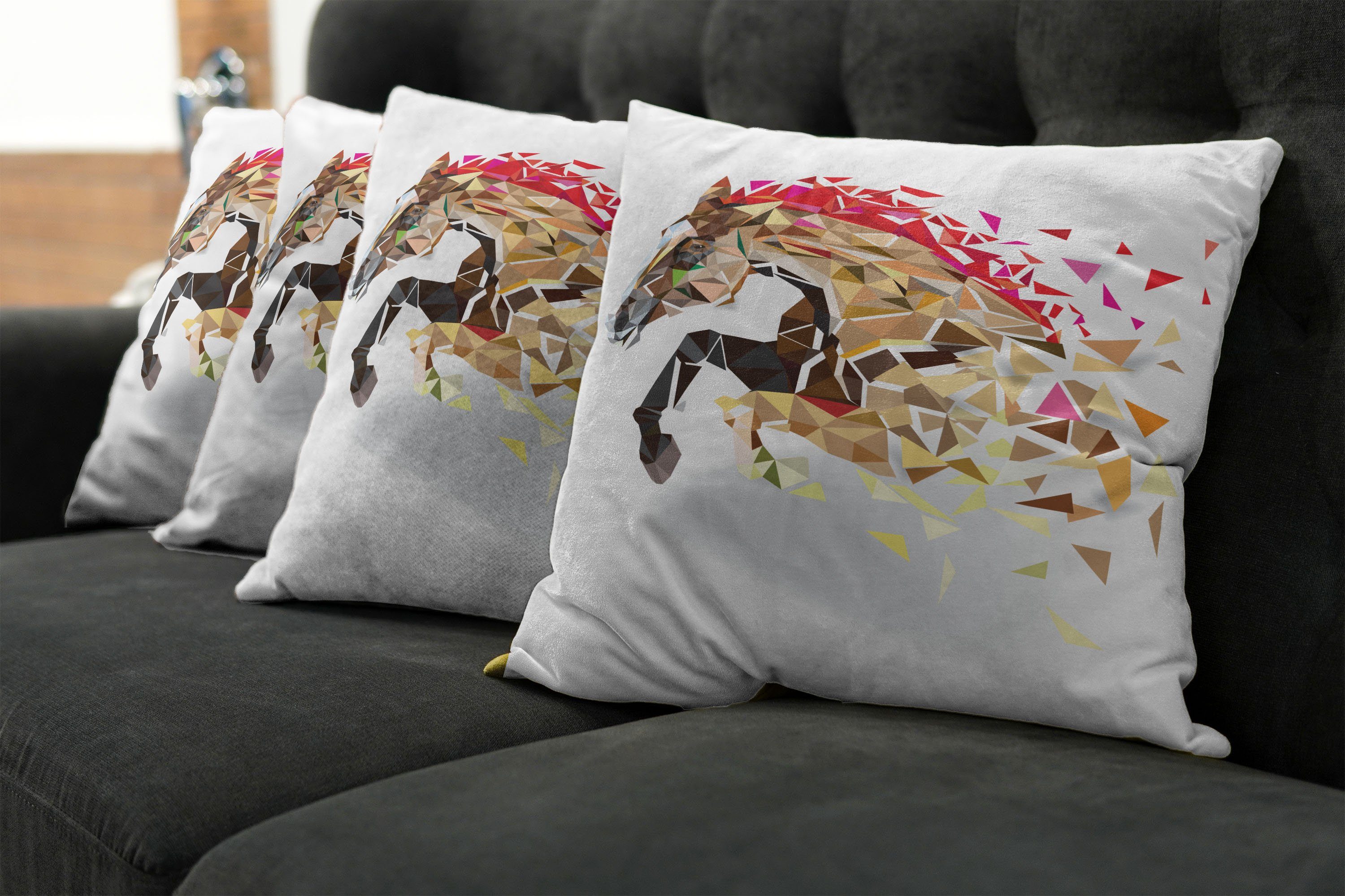 Kunst Horse Abakuhaus Digitaldruck, Doppelseitiger Accent Wild Modern (4 Tier Kissenbezüge Stück), Abstrakte