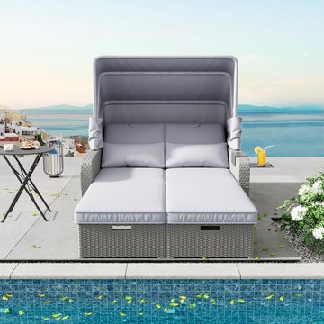 OKWISH Gartenlounge-Set Loungeset, Strandkorb verstellbar, Gartenlounge mit Sonnendach