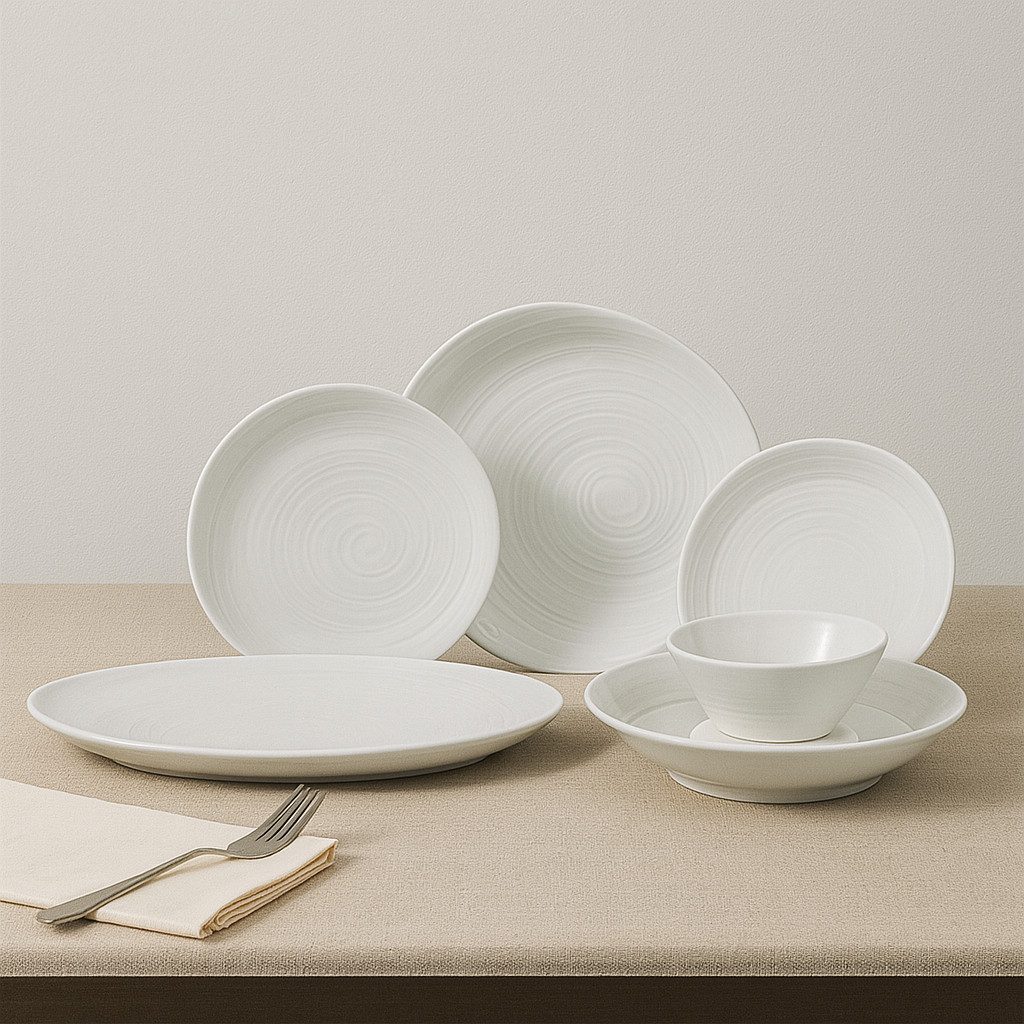 Bricard Geschirr-Set Revel Tafelgeschirr, Porzellan, spülmaschinenfest 25-tlg., 6 Personen, Mikrowellen geeignet