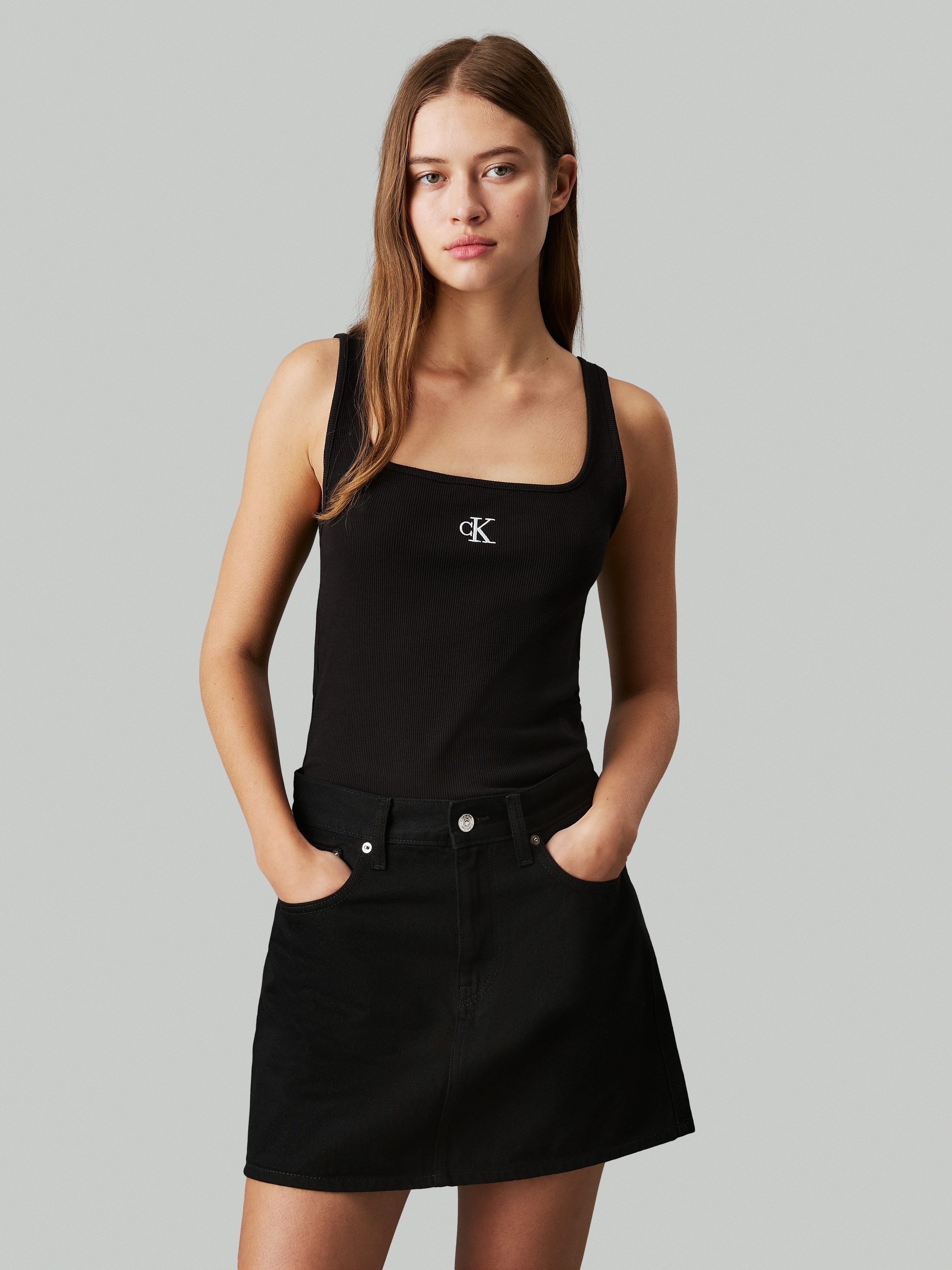 Calvin Klein Jeans Tanktop CK RIB TANK TOP mit eckigem Ausschnitt günstig online kaufen