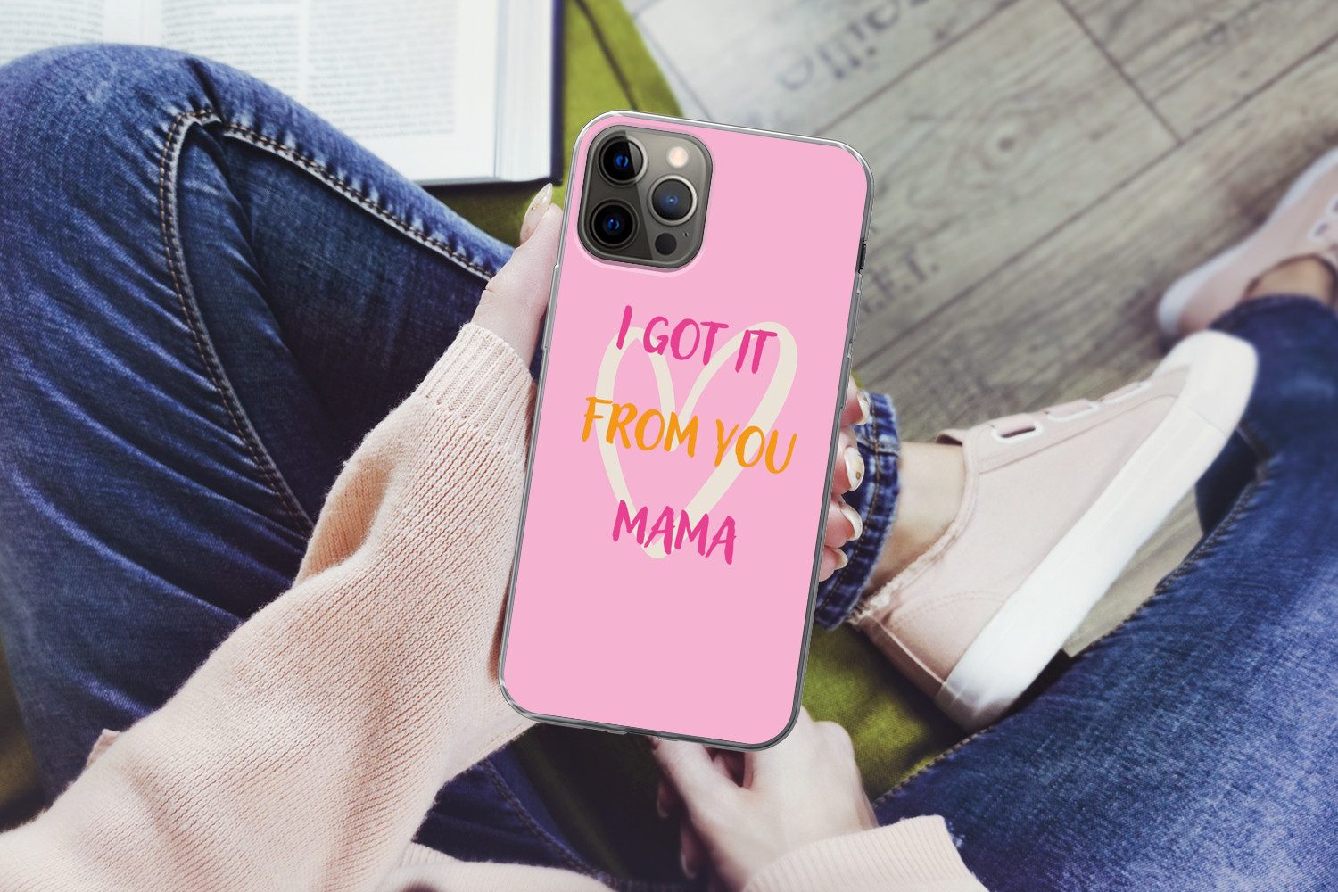 MuchoWow Handyhülle für Apple iPhone 13 Pro Mutter - Zitat - Herz - Rosa, Smartphone-Bumper, Print, Handy Schutzhülle Dünn