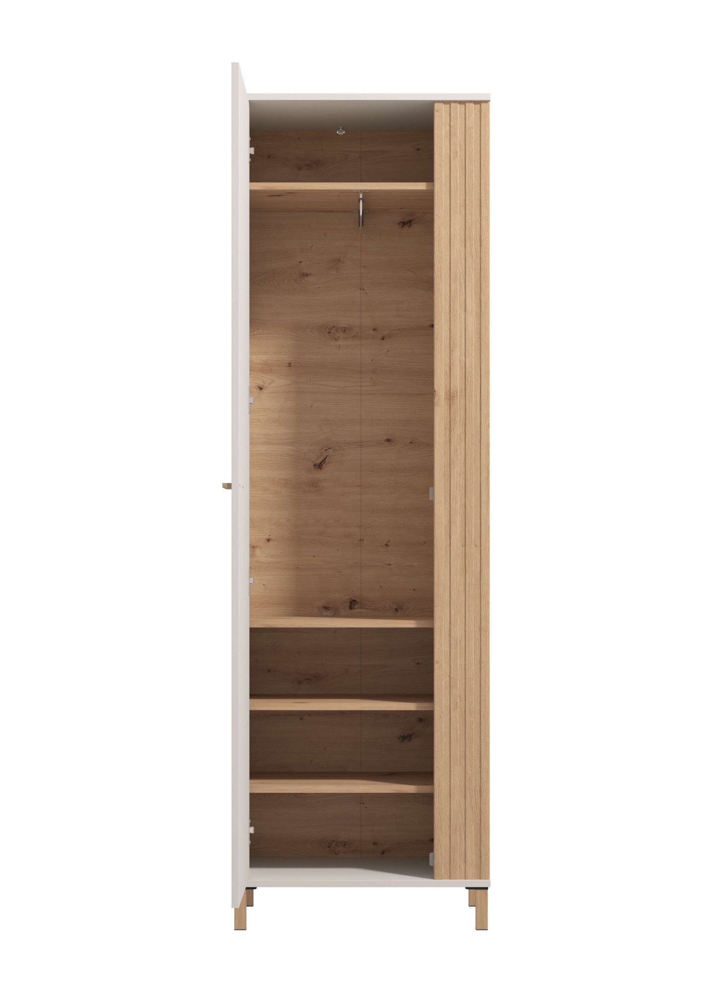 Home affaire Garderobenschrank Belfort, Kleiderschrank, Stauraumschrank, Flurschrank, Höhe 193 cm mit Kleiderstange, 5 Fächer, mit einem Spiegel, in Kaschmirfar – Bild 4 von 5
