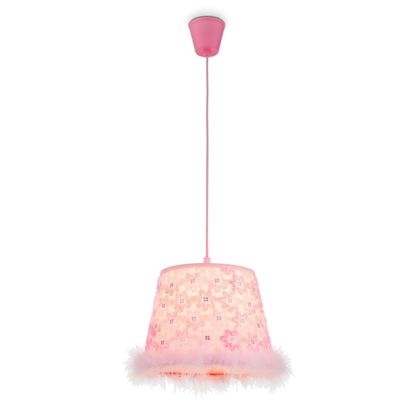 bmf-versand Deckenleuchte Kinderzimmerlampe Mädchen Hängelampe Kinderzimmer Kinderlampe Pink, Textilschirm, ohne Leuchtmittel, Hängend