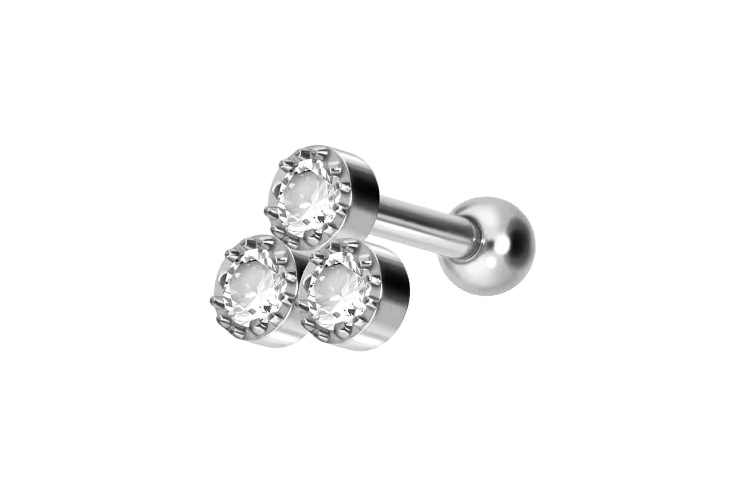 Piercing-Set Titan Ohrpiercing 3 EINGEFASSTE KRISTALLE