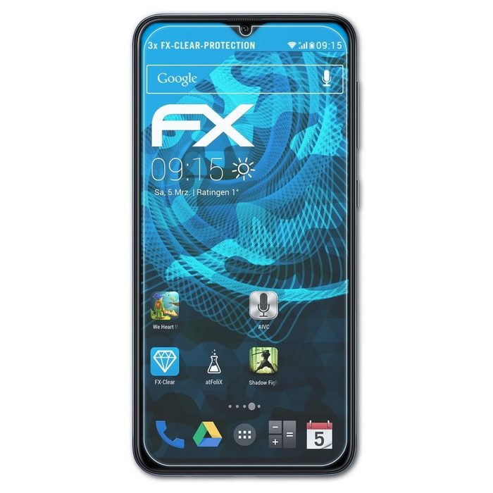 atFoliX Schutzfolie Displayschutz für Samsung Galaxy A10 (3 Folien) Ultraklar und hartbeschichtet