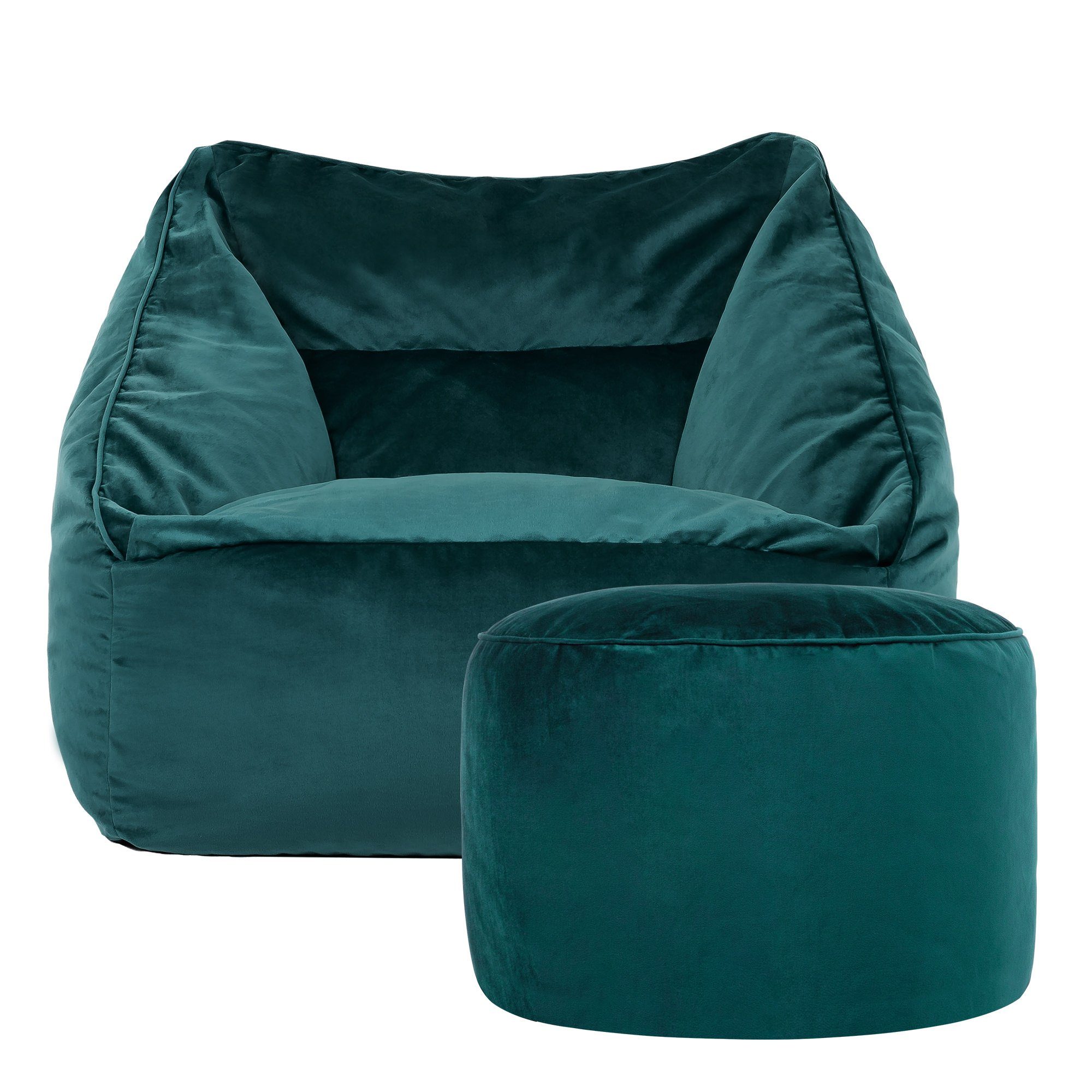 mit Sitzsack „Natalia“ icon Sessel aus blaugrün Riesen Plüschsamt Sitzsack Sitzpouf