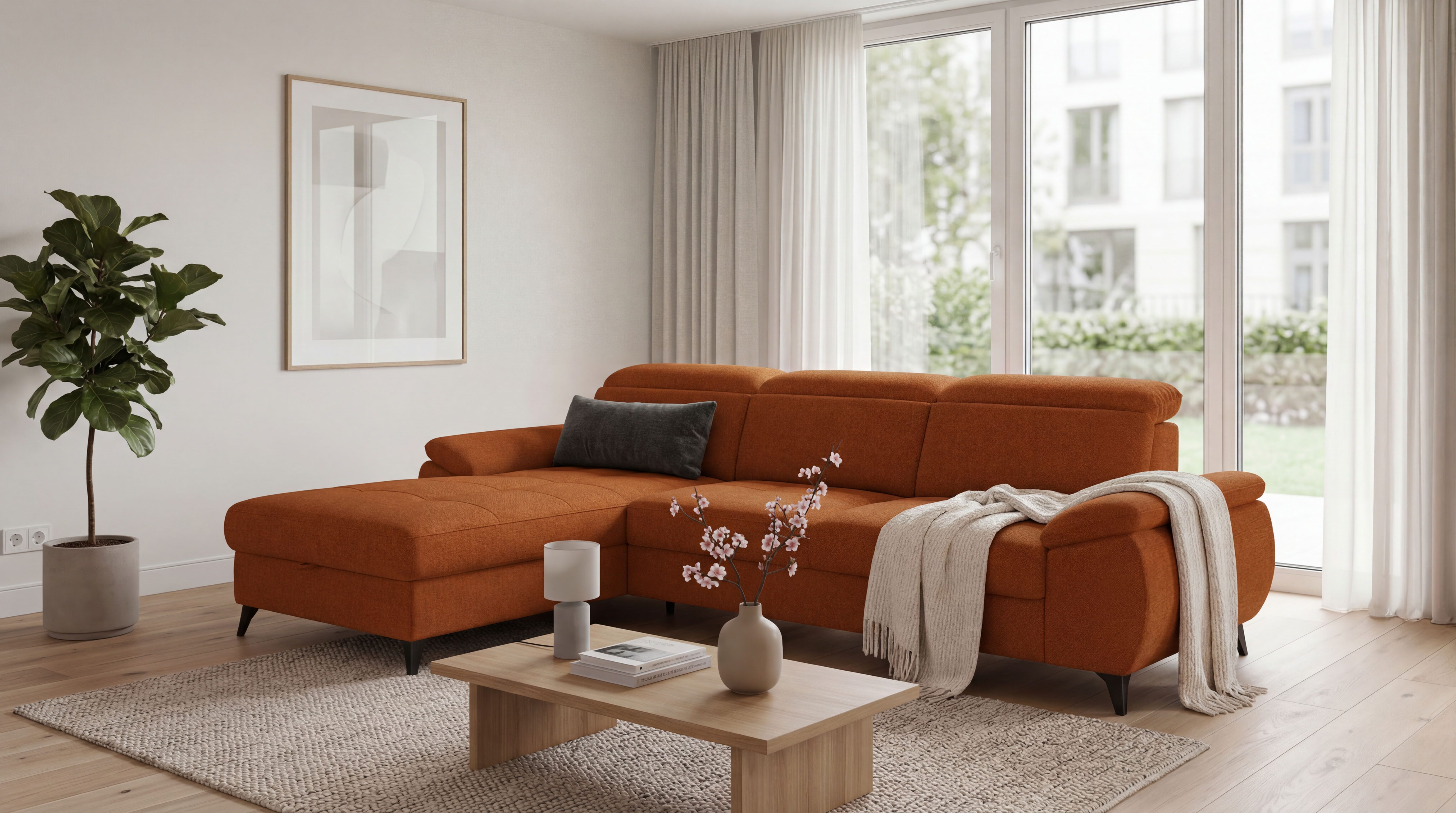 exxpo - sofa fashion Ecksofa TAOS bequem, komfortabel durch Kopfteilverstellung, Breite 281cm, inkl. Bettfunktion und Bettkasten,toller Sitzkomfort, Steppung im Sitz