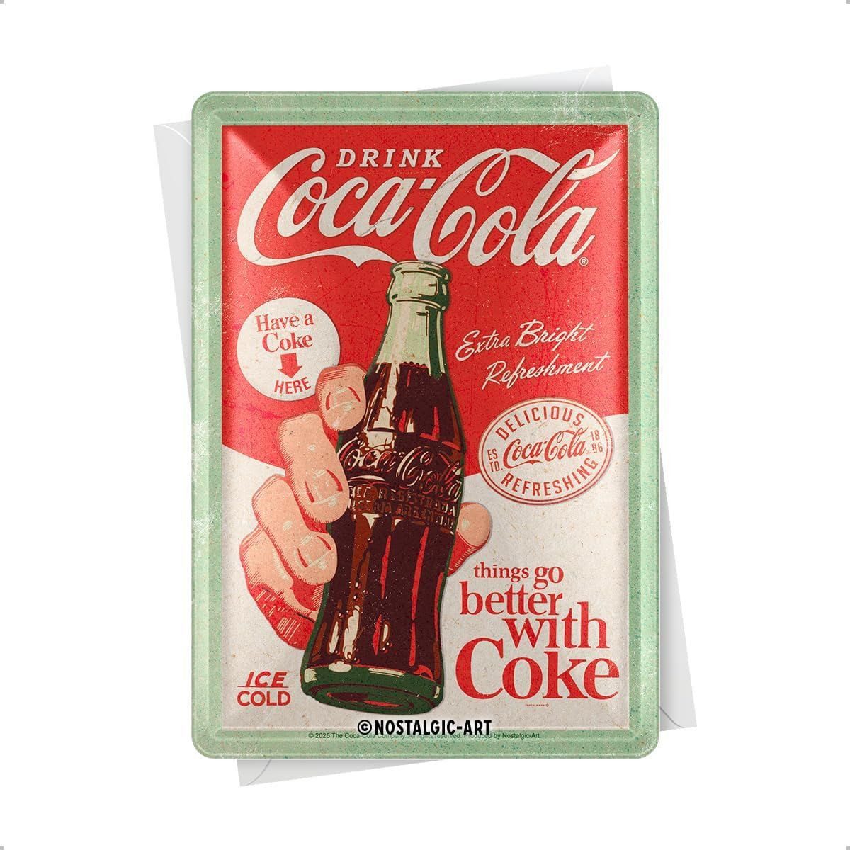 Nostalgic-Art Metallschild Blechpostkarte - Coca-Cola - Better with Coke