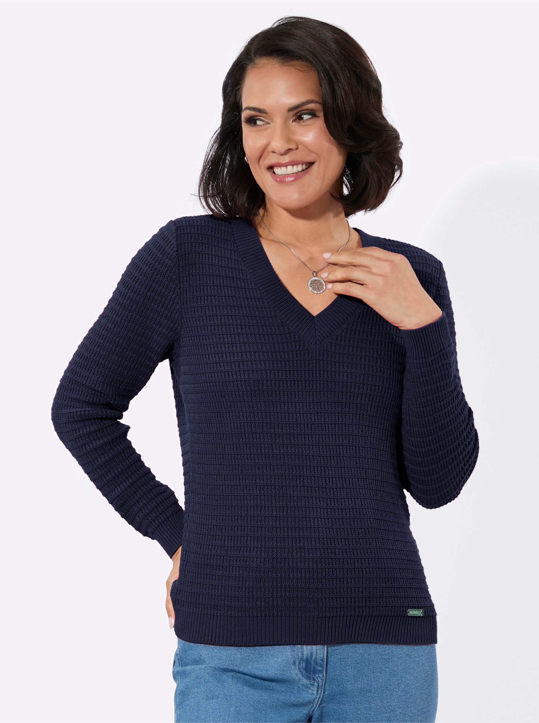 Strickpullover V-Pullover Langarm