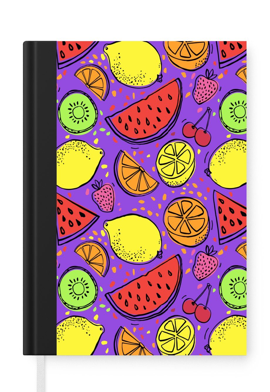 MuchoWow Notizbuch Neon - Obst - Lila, Notebook, Notizblock a5, Tagebuch, Journal Liniert