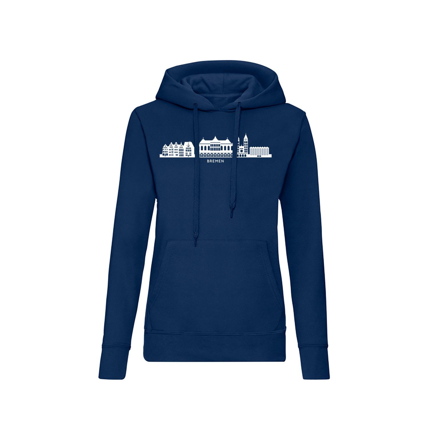Blondie & Brownie Hoodie Bremen Damen Hoodie Skyline Print Kapuzenpullover Freizeit Alltag Mode (Einzelstück, Einzelartikel) Bremen Damen Hoodie Hansestadt Motiv