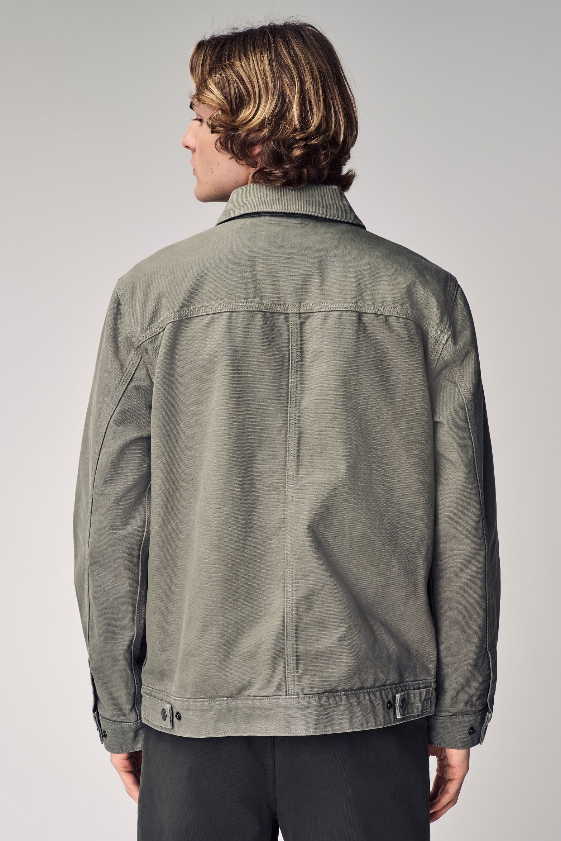 Next Canvasjacke Arbeitsjacke mit Cordkragen 100 % Baumwolle (1-St) günstig online kaufen