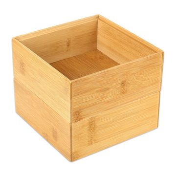 Schramm Aufbewahrungsbox Schramm® 2 Stück Aufbewahrungsboxen aus Bambus stapelbar 4 Größen Schubladen Box Ordnungsbox Boxen Organizer Aufbewahrung Set (15 St)