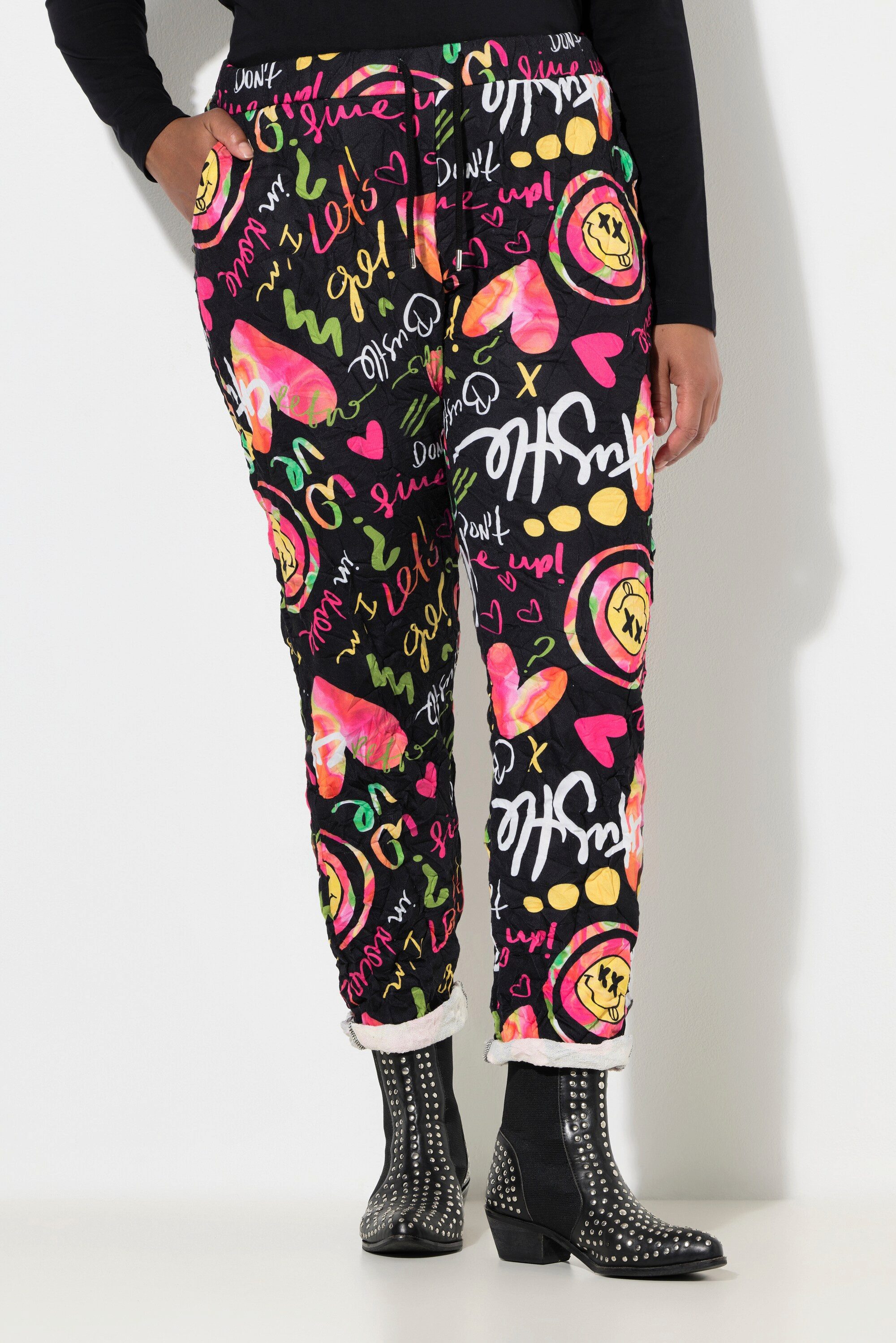 Funktionshose Joggpants Loose Fit Crinkle-Sweat Smileys
