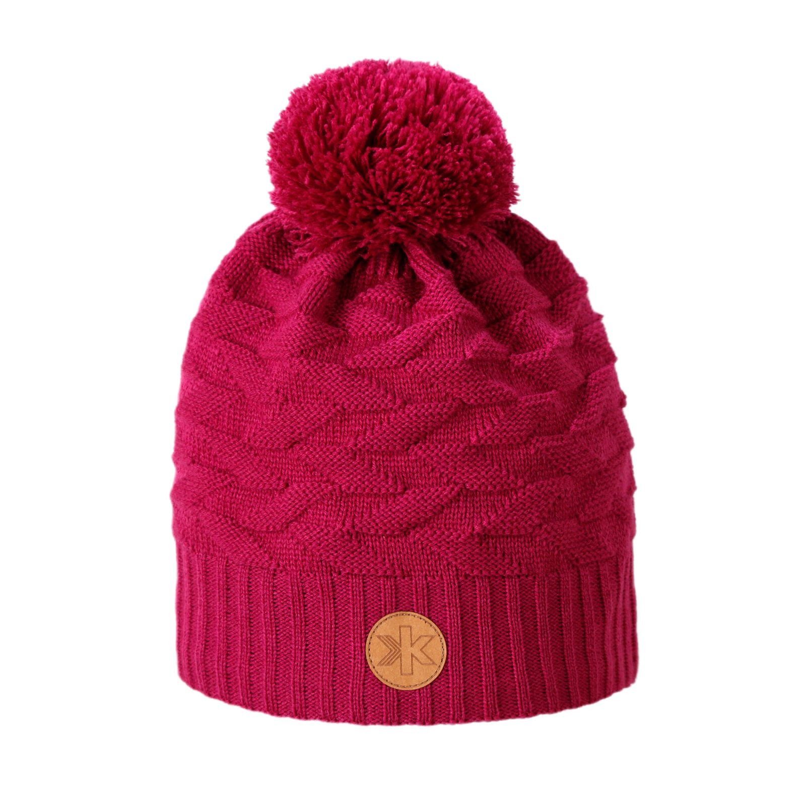 Strickmütze (Bommel) AW71 Merino Kamakadze (winddicht) - pink - 1 Stück