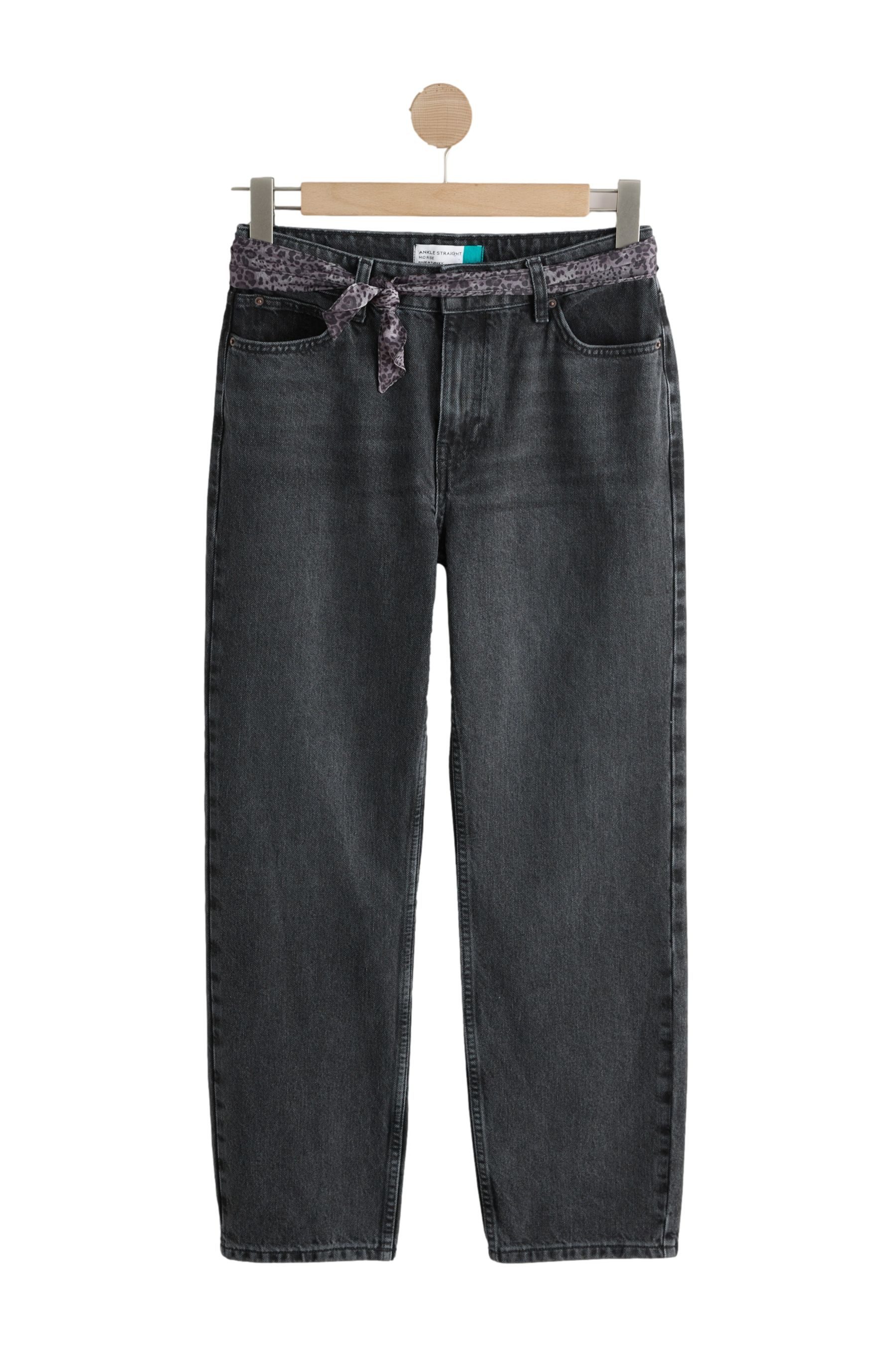 Next Gerade Jeans Knöchellange Straight Fit Jeans mit Schal (2-tlg)