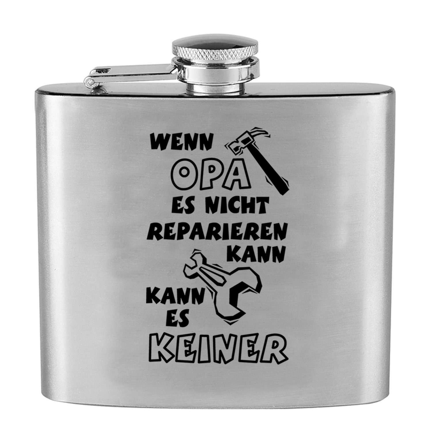 Lasernauten Flachmann Trinkflasche Edelstahl Flachmann mit Gravur "Wenn Papa es nicht kann", Edelstahl