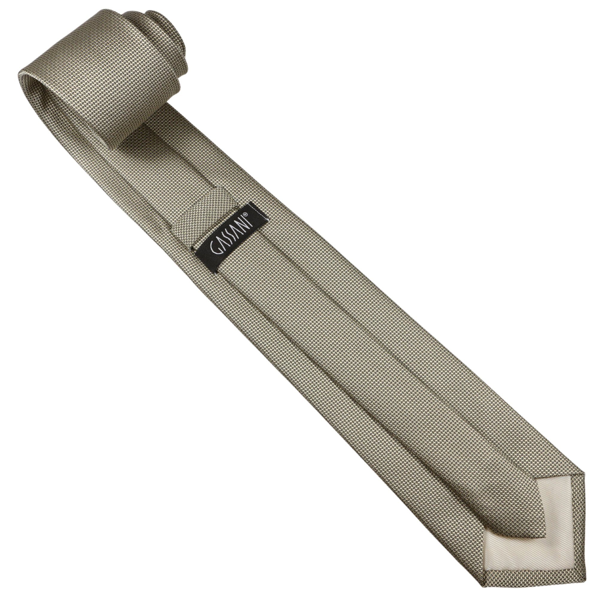 GASSANI Krawatte Hochzeitskrawatte Festlich, Herren-Krawatte Hochzeit Schlips zum Sakko (Set, 3-St., Krawattenset, mit Einstecktuch, Manschettenknöpfe) Breit (8cm), Grid, Klein-Kariert, Pique, Fein Karo, Matt, Seide-Touch