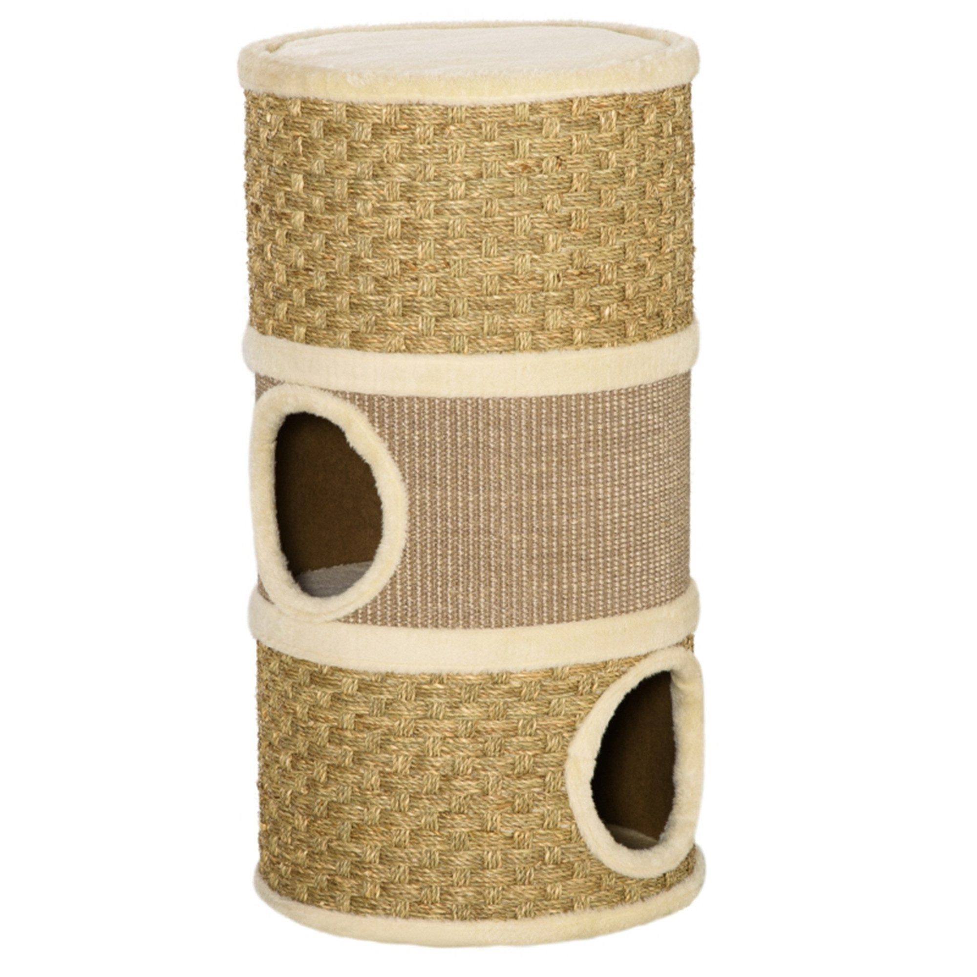 MC Star Kratztonne Katzenkratzbaum 3 Ebenen mit Sisal und Plüsch 37,5x37,5x70cm, (ideal für Katzenliebhaber)