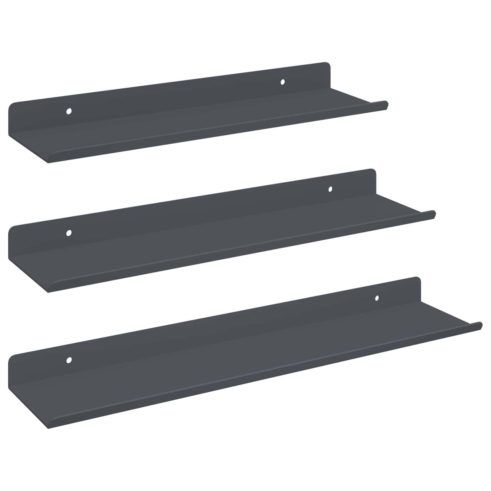 vidaXL Regal Schwebendes Regal 3 stk. Anthrazit 40 x 9 x 2,5 cm Stahl, 3-tlg.