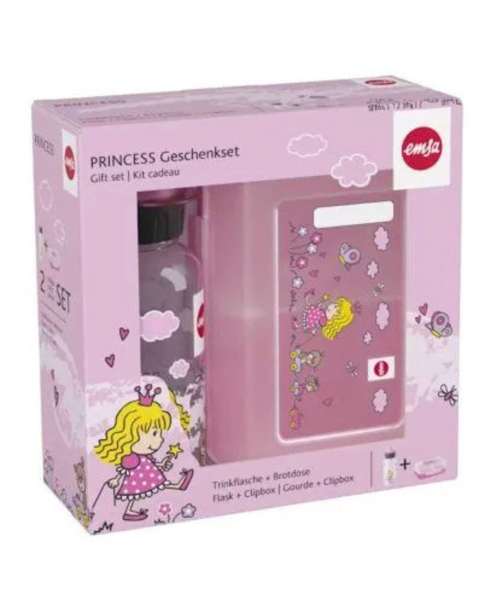 Emsa Trinkflasche Emsa Princess Lunchbox mit Trinkflasche, Hochwertiger Kunstoff, BPA FREE, Spülmaschinenfest
