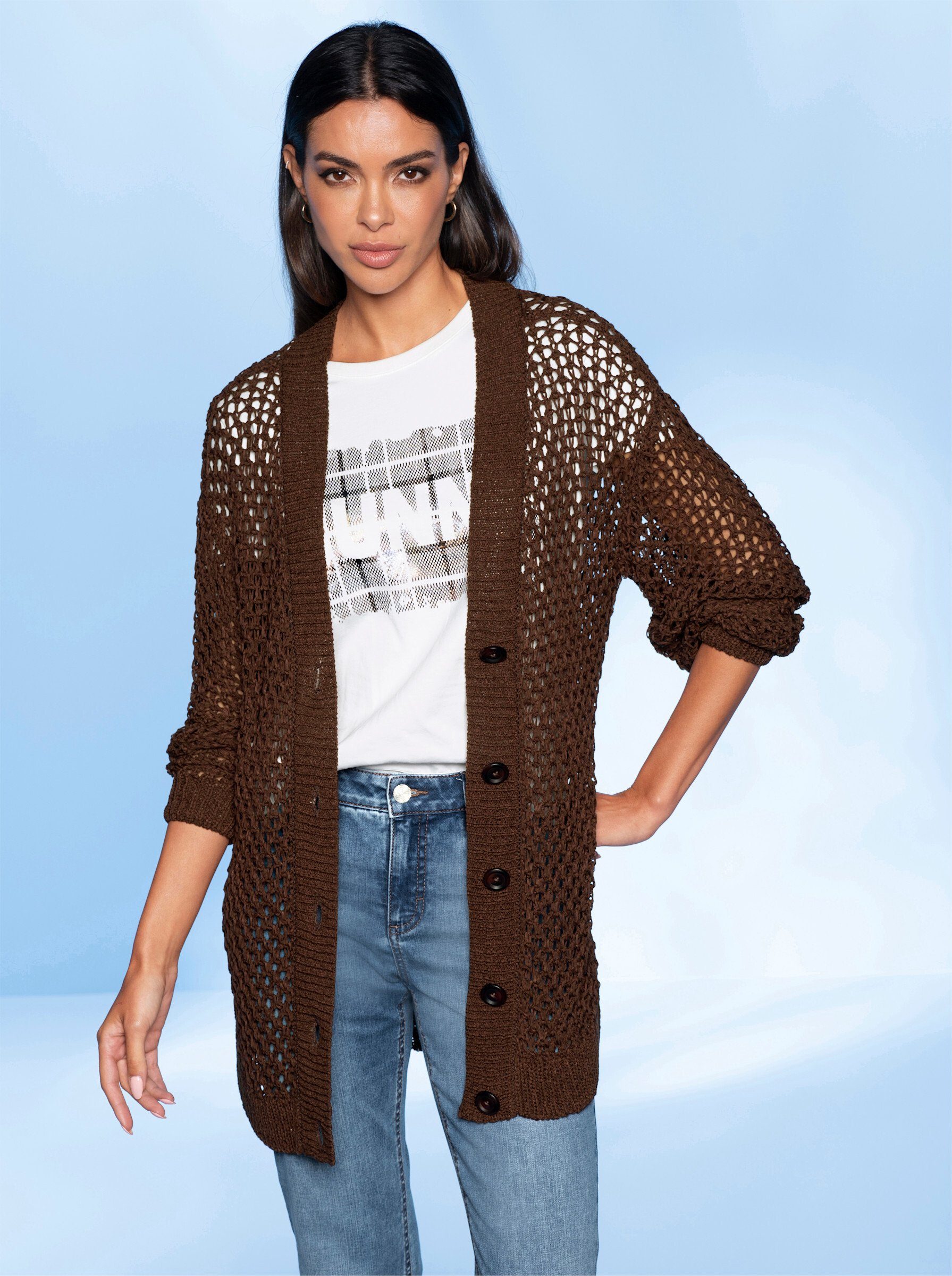 heine Strickjacke Strickjacke, Sommerliche, trageangenehme Qualität