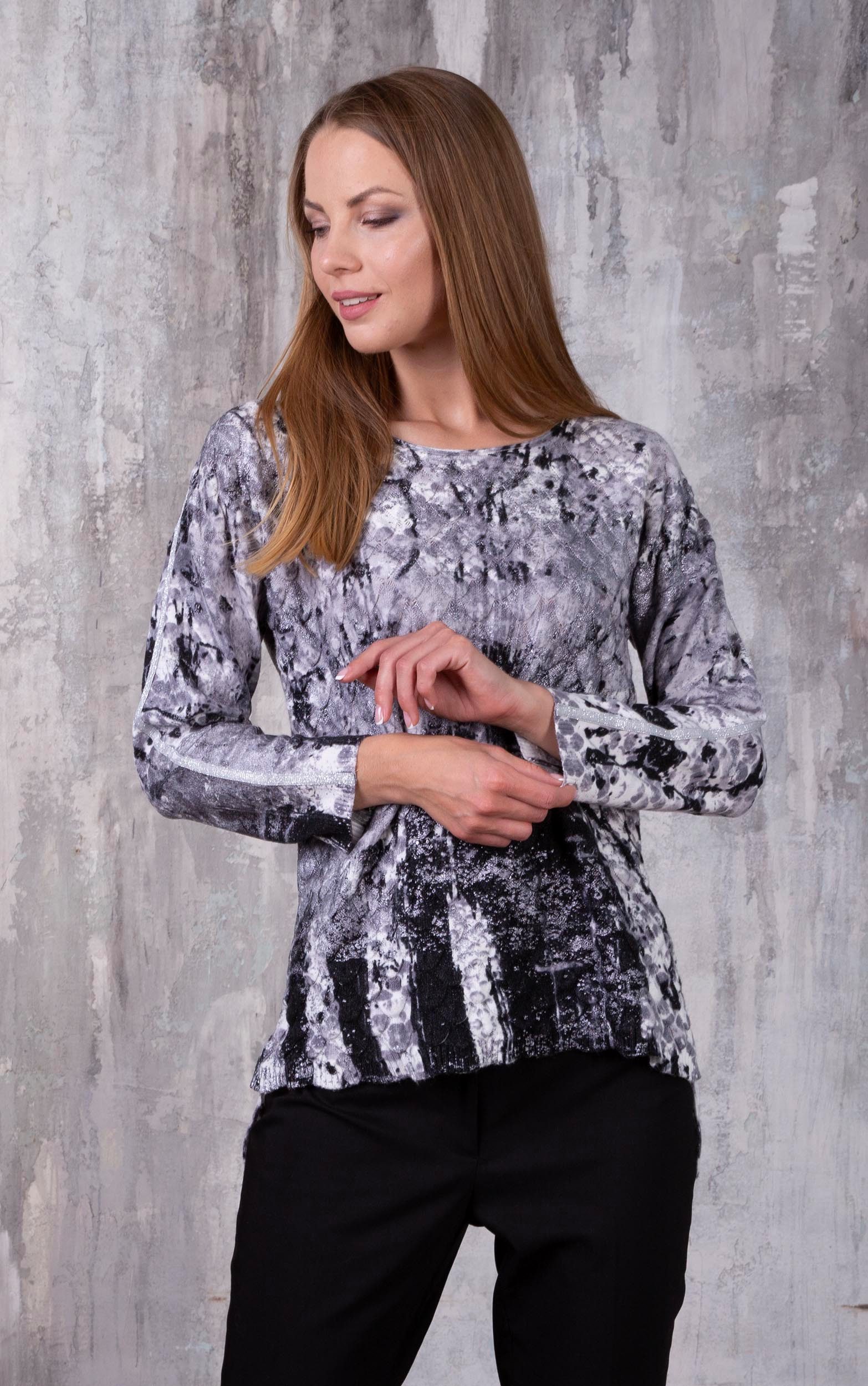 Passioni Strickpullover mit abstraktem Print günstig online kaufen