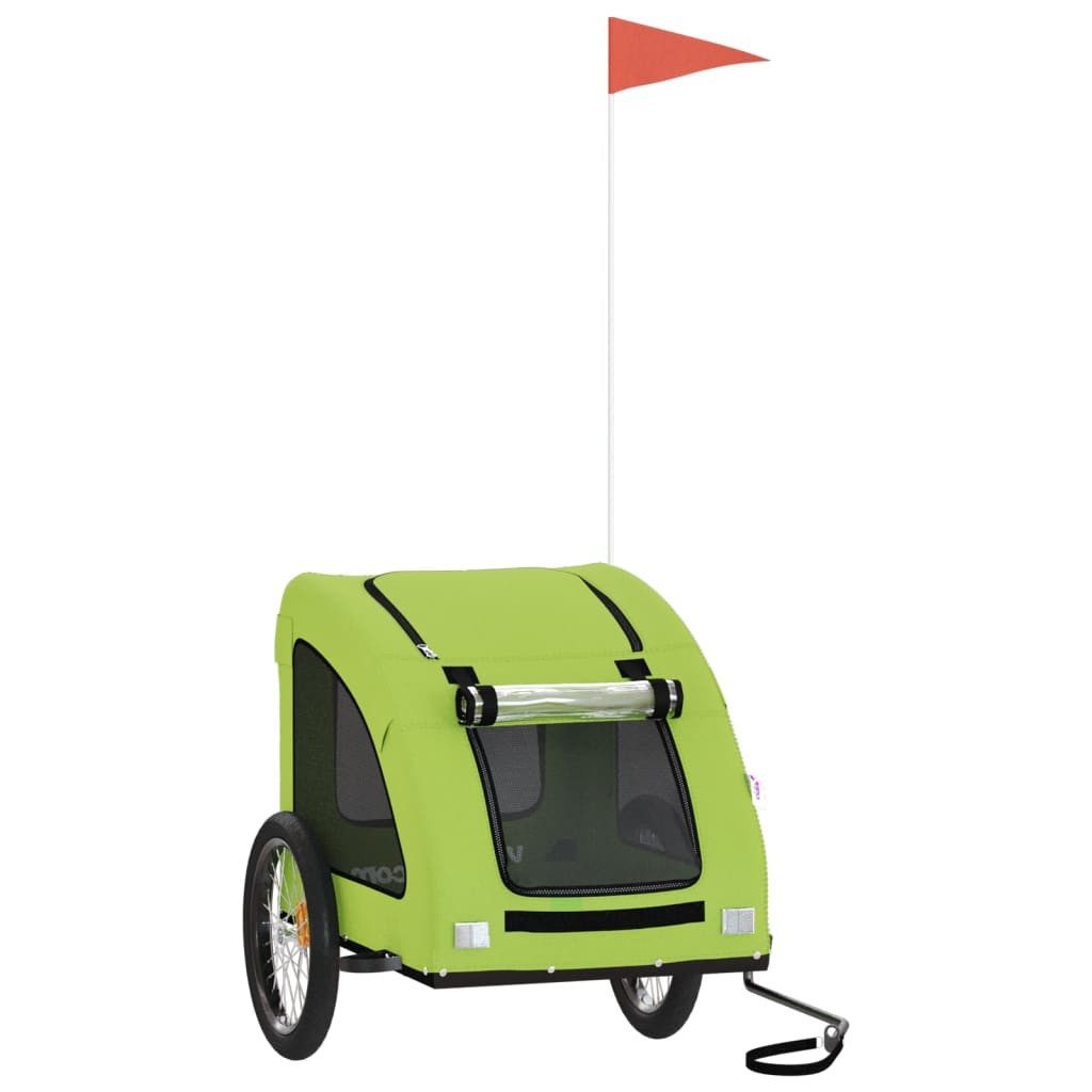 Hunde-Transportbox 137 x 68 x 72 cm Fahrradanhänger Hunde Grün Oxford-Gewebe und Eisen