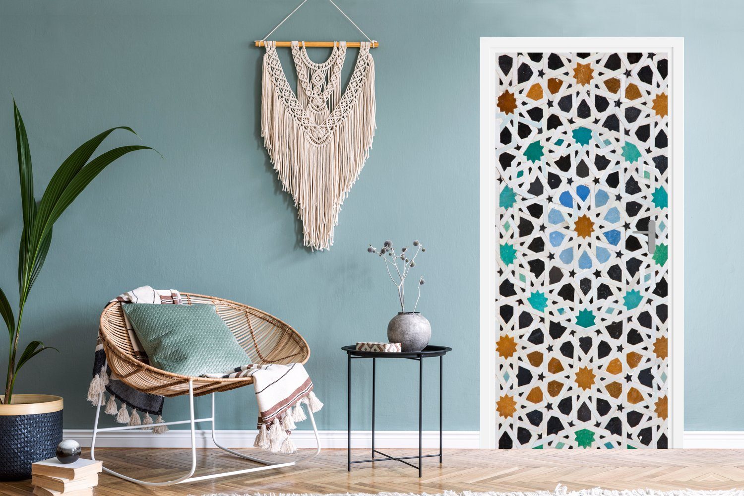 marokkanisches für Mosaikdetail, bedruckt, MuchoWow Türtapete Matt, 75x205 cm Tür, (1 St), Fototapete Türaufkleber, Ein