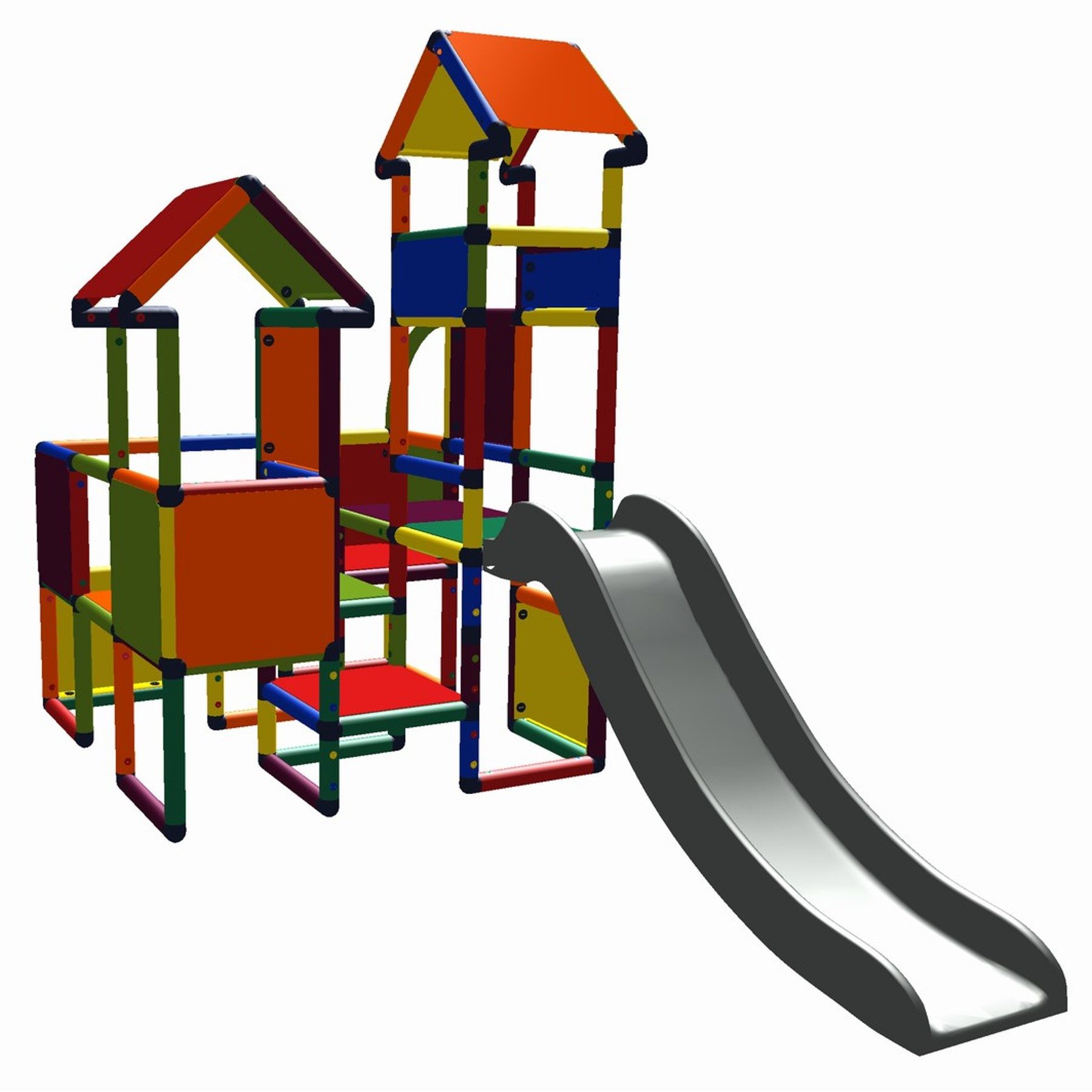 move and stic Klettergerüst "Moritz" Motoriktrainer für Kleinkinder mit Rutsche Konstruktions-Spielset, (aus recyclebarem UV-beständigem Kunststoff), Indoor Outdoor, für das Kinderzimmer oder den Garten