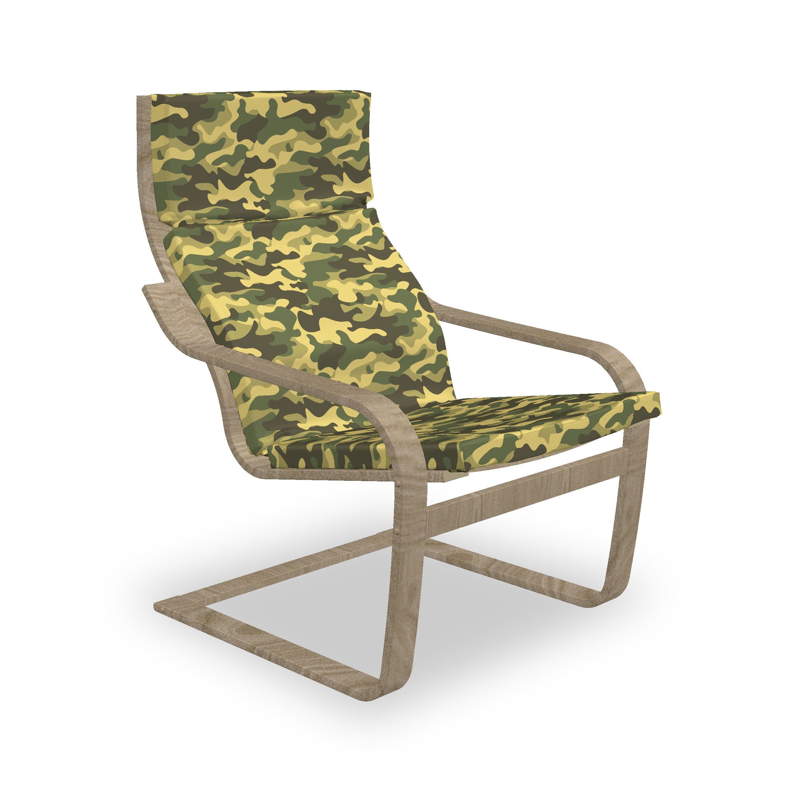 Abakuhaus Stuhlkissen Die Hakenschlaufe Camouflage Wiederholung Khaki Sitzkissen Reißverschluss, und Stuhlkissen mit Spots mit