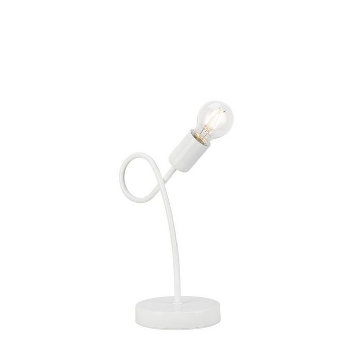 Licht-Erlebnisse Tischleuchte MADALYNN ohne Leuchtmittel Tischlampe E27 31 5 cm Weiß Metall Modern Beleuchtung