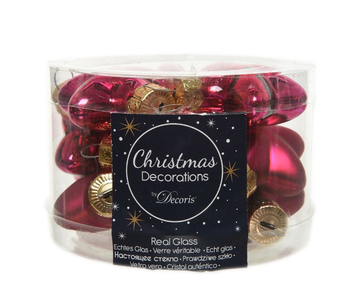 Decoris season decorations Christbaumschmuck, Christbaumschmuck Sterne 4cm Glas 12 Stück - Fuchsia