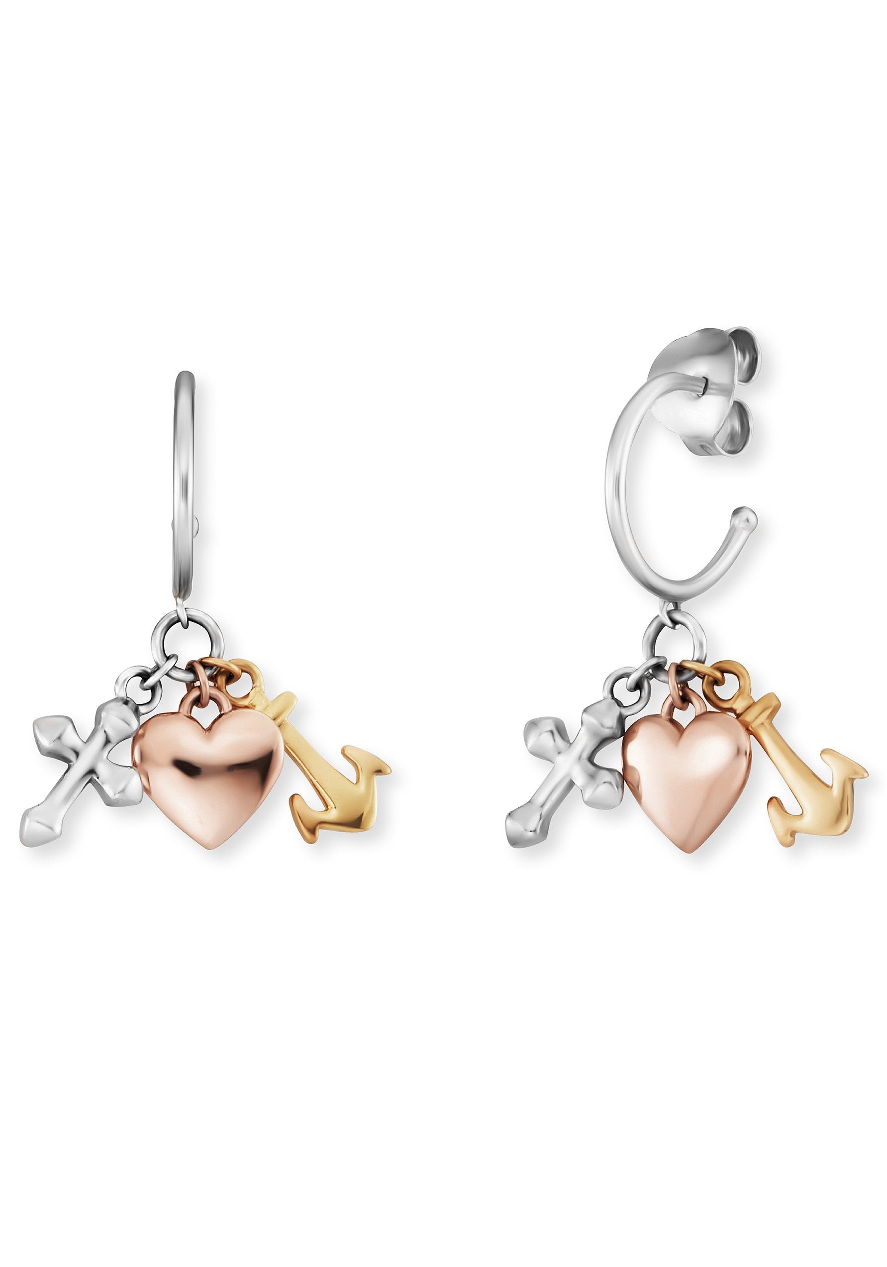 Engelsrufer Paar Creolen GLAUBE LIEBE UND HOFFNUNG TRICOLOR