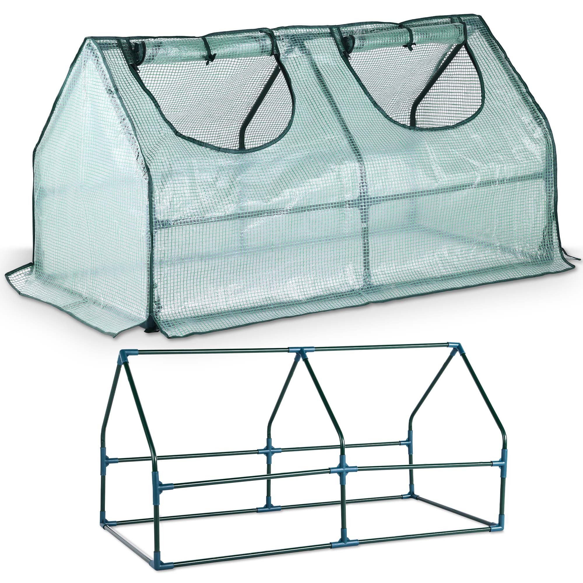 TOM Foliengewächshaus GH-72, 0,4 mm Wandstärke, 0,4mm Stahlrohre, Gitterschutzfolie 140g/m²