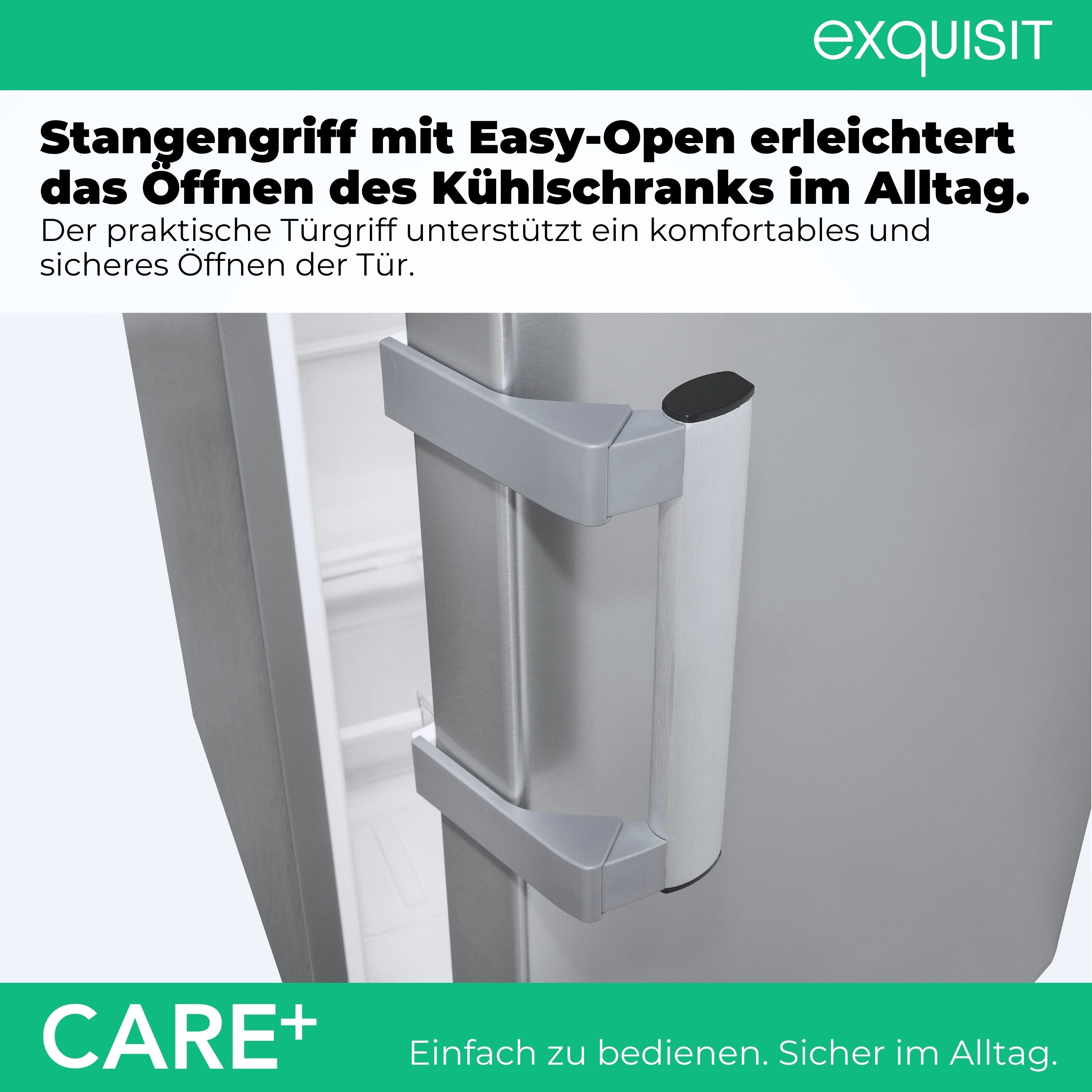 exquisit Kühlschrank KS16-4-HEA-090E Care inoxlook, 86,5 cm hoch, 54,5 cm breit, Kompakter Kühlschrank mit 4*-Gefrierfach, 106 l Kühlvolumen – Bild 5 von 5